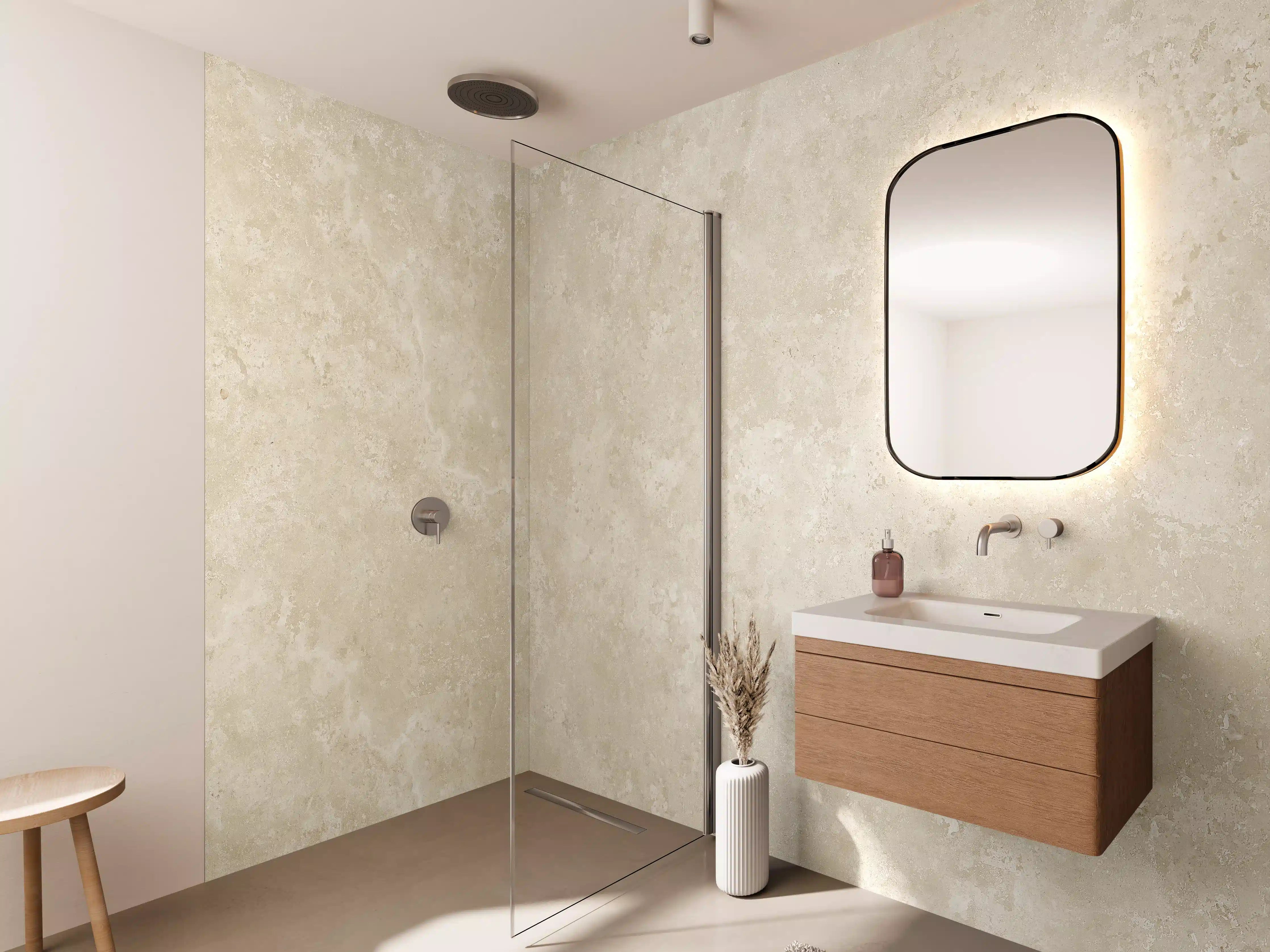 Wandverkleidung Bad - Beige Textur mit leichter Struktur