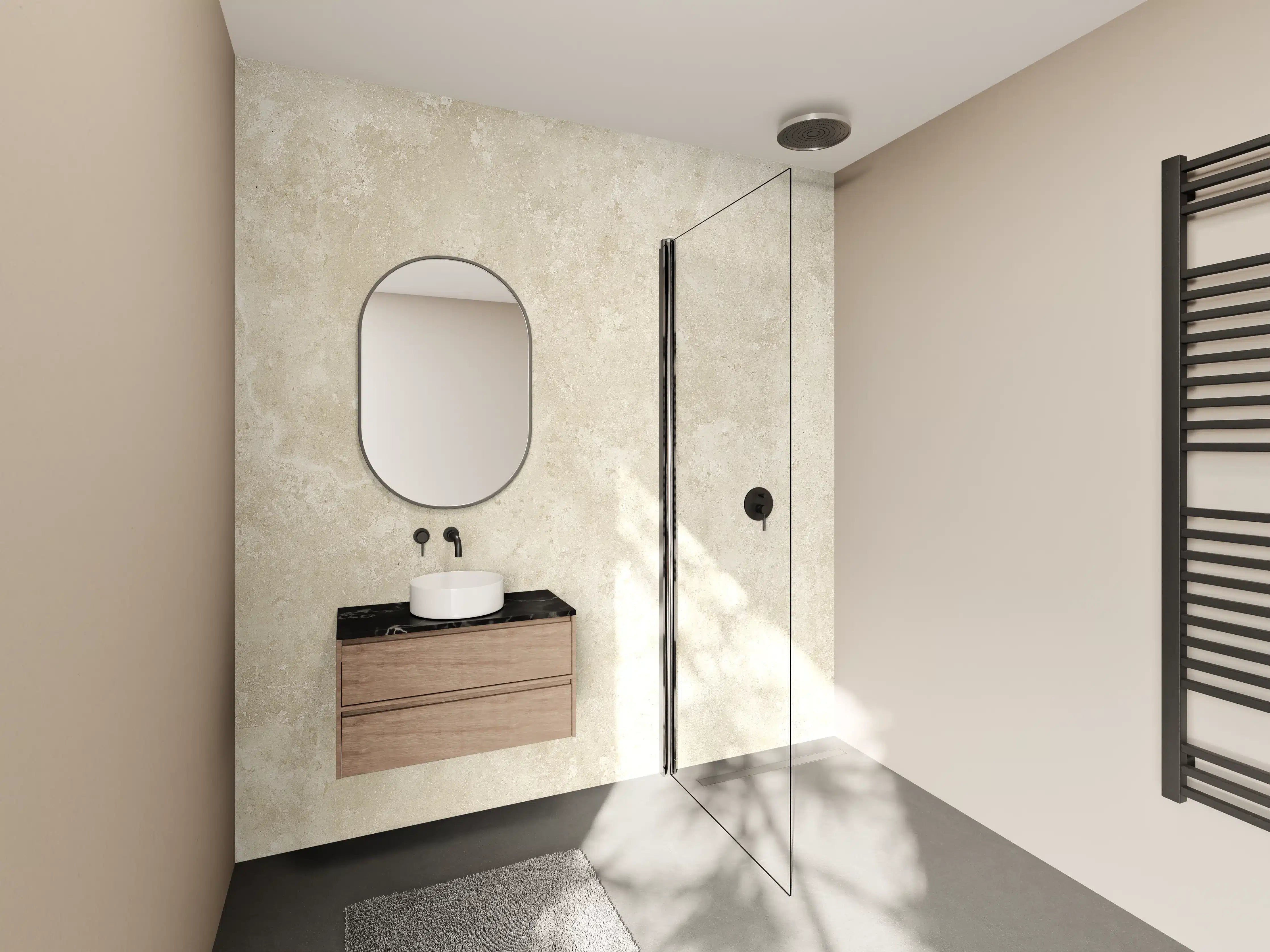 Wandverkleidung Bad - Beige Textur mit leichter Struktur