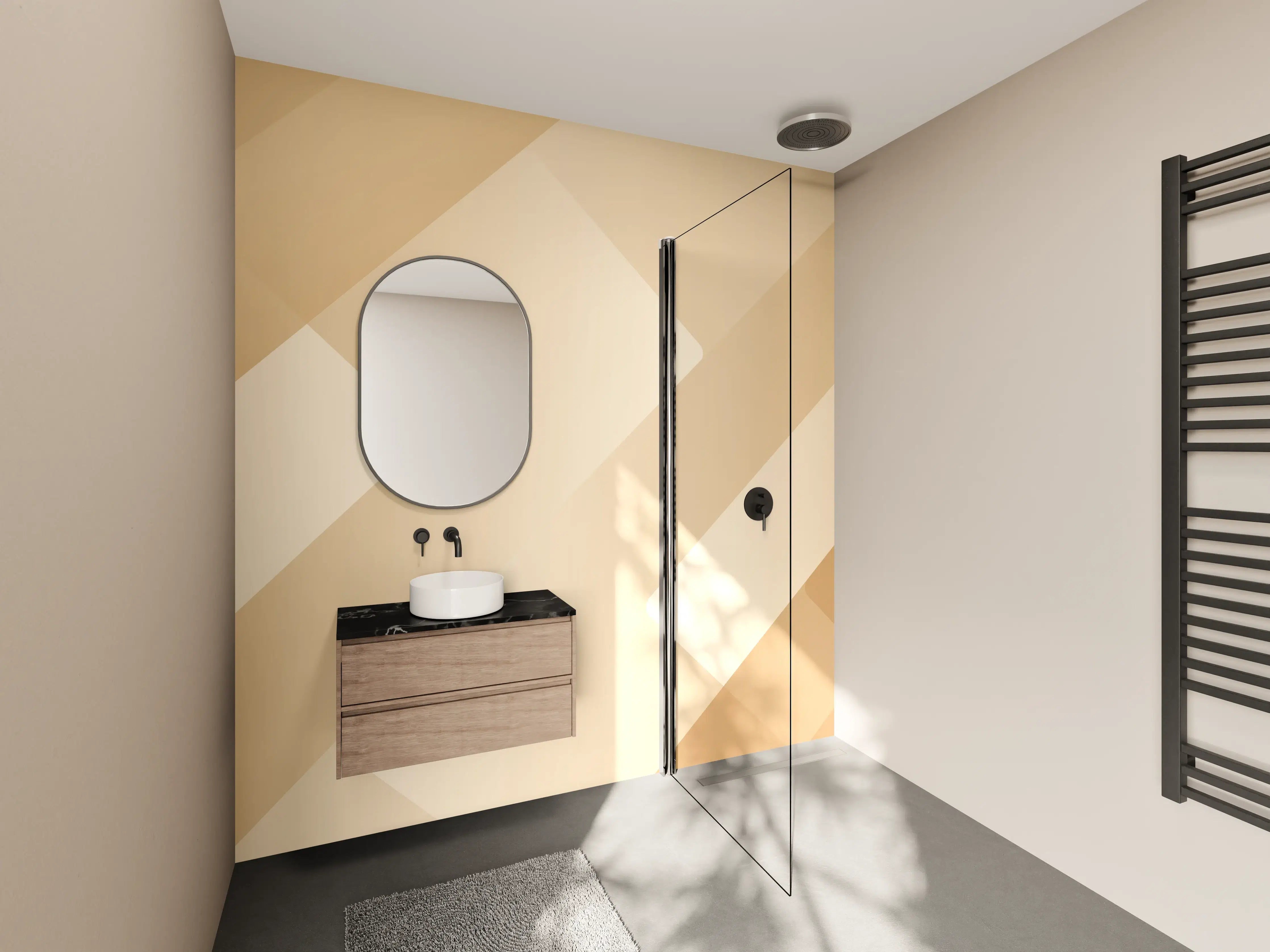 Wandverkleidung Bad - Beige-braune geometrische Musterung