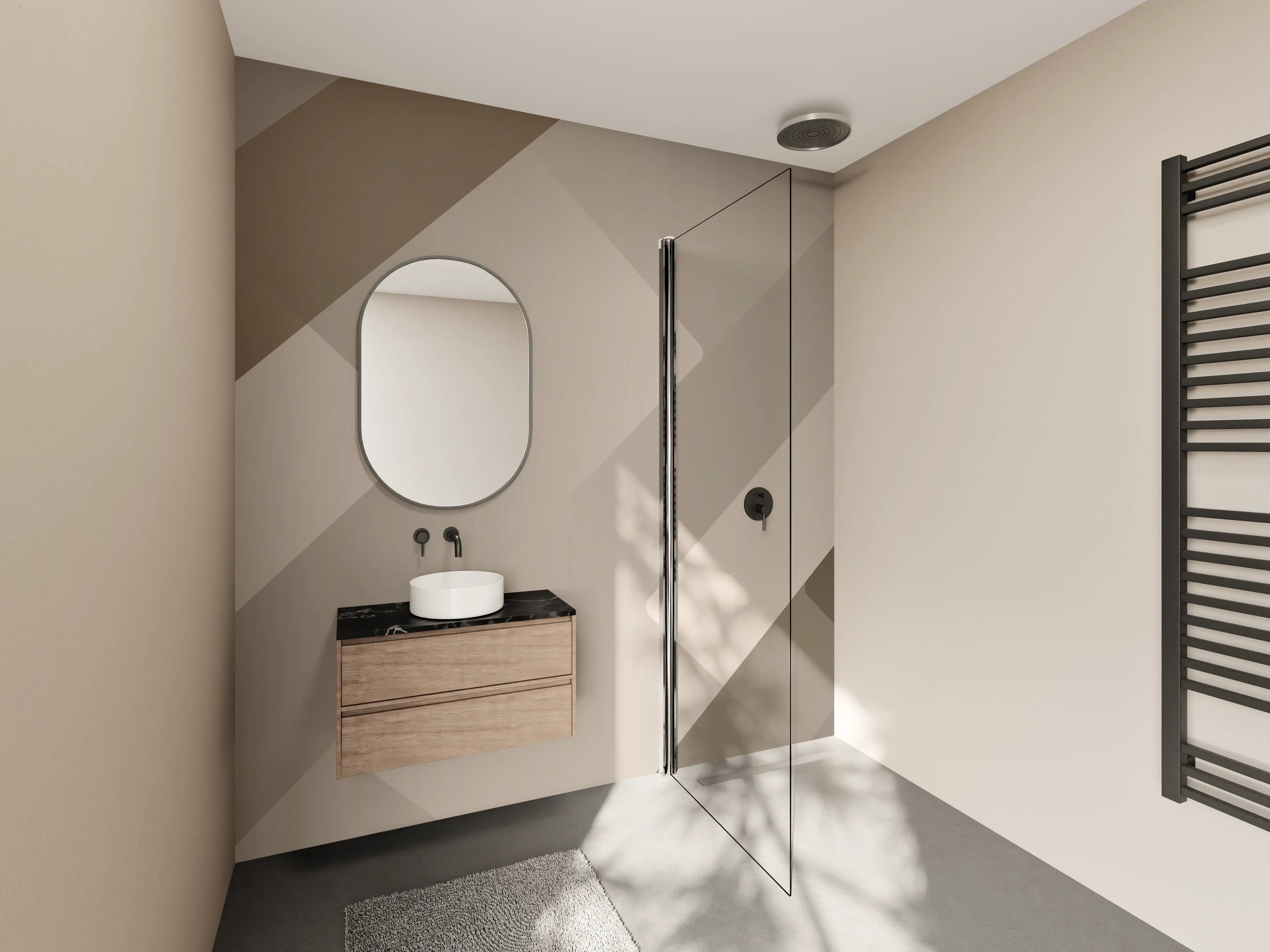 Wandverkleidung Bad - Beige und Braun Geometrische Muster