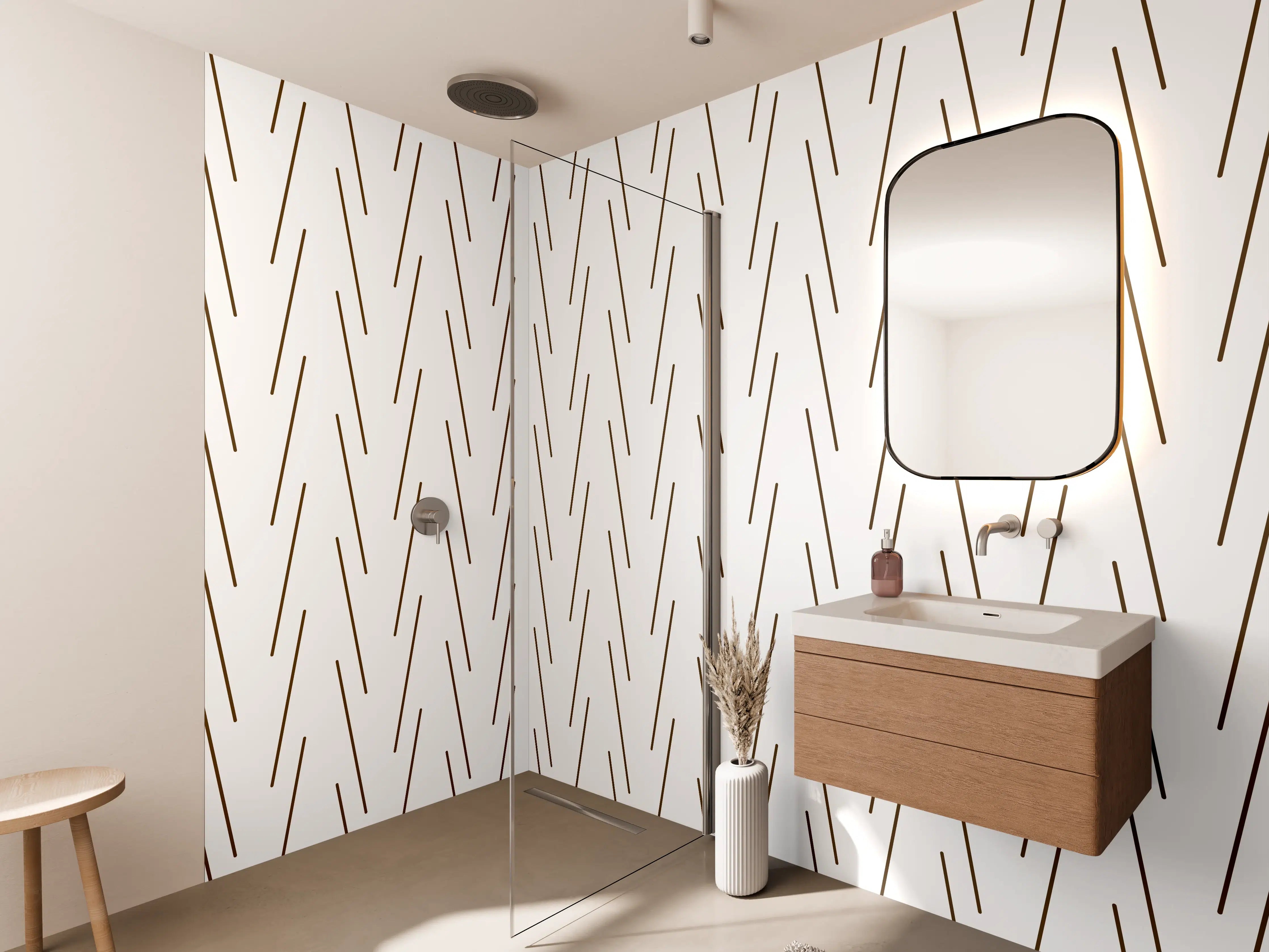 Wandverkleidung Bad - Beige und Grau gestreifte Textur