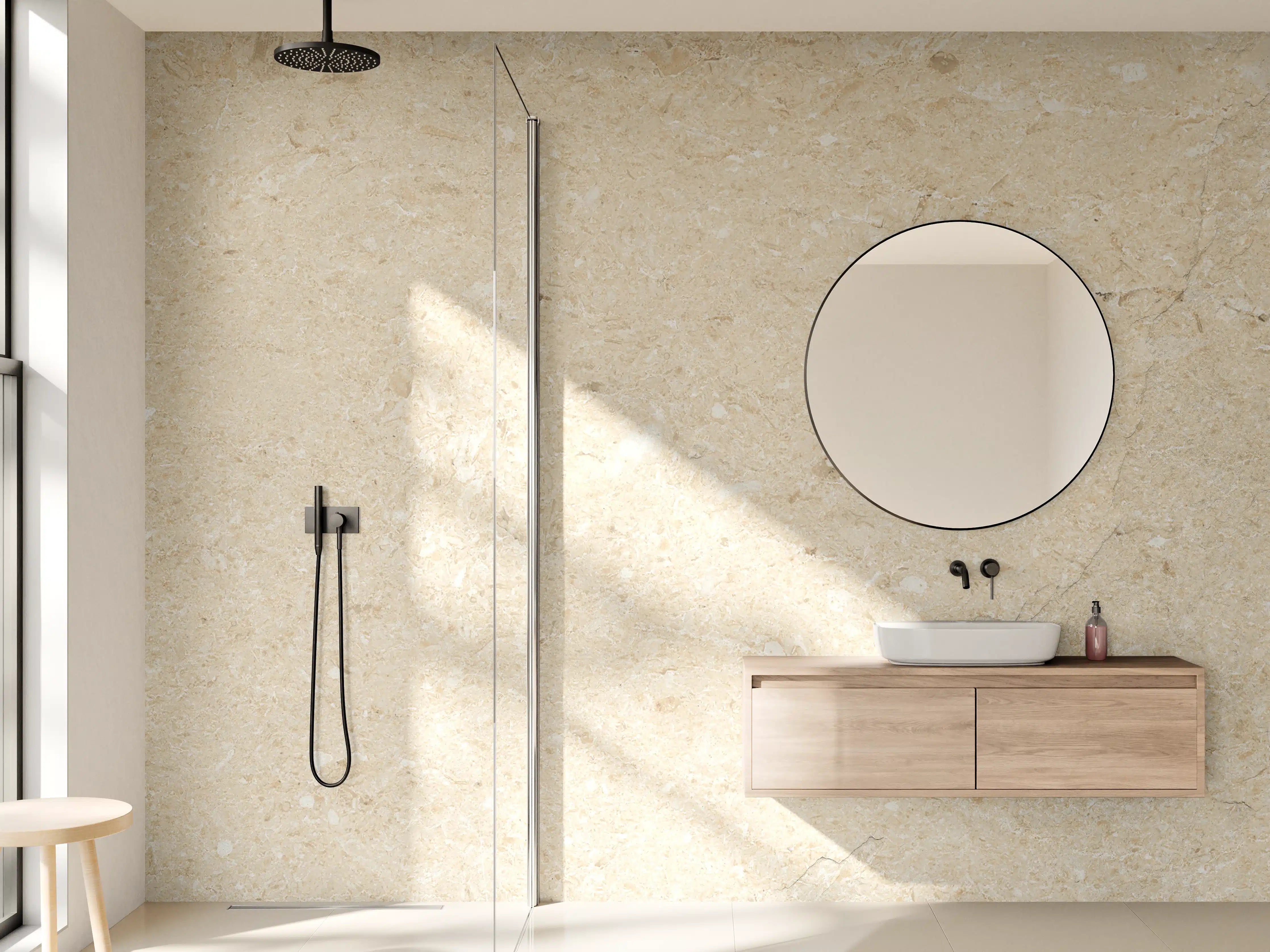 Wandverkleidung Bad - Beige vintage Oberfläche