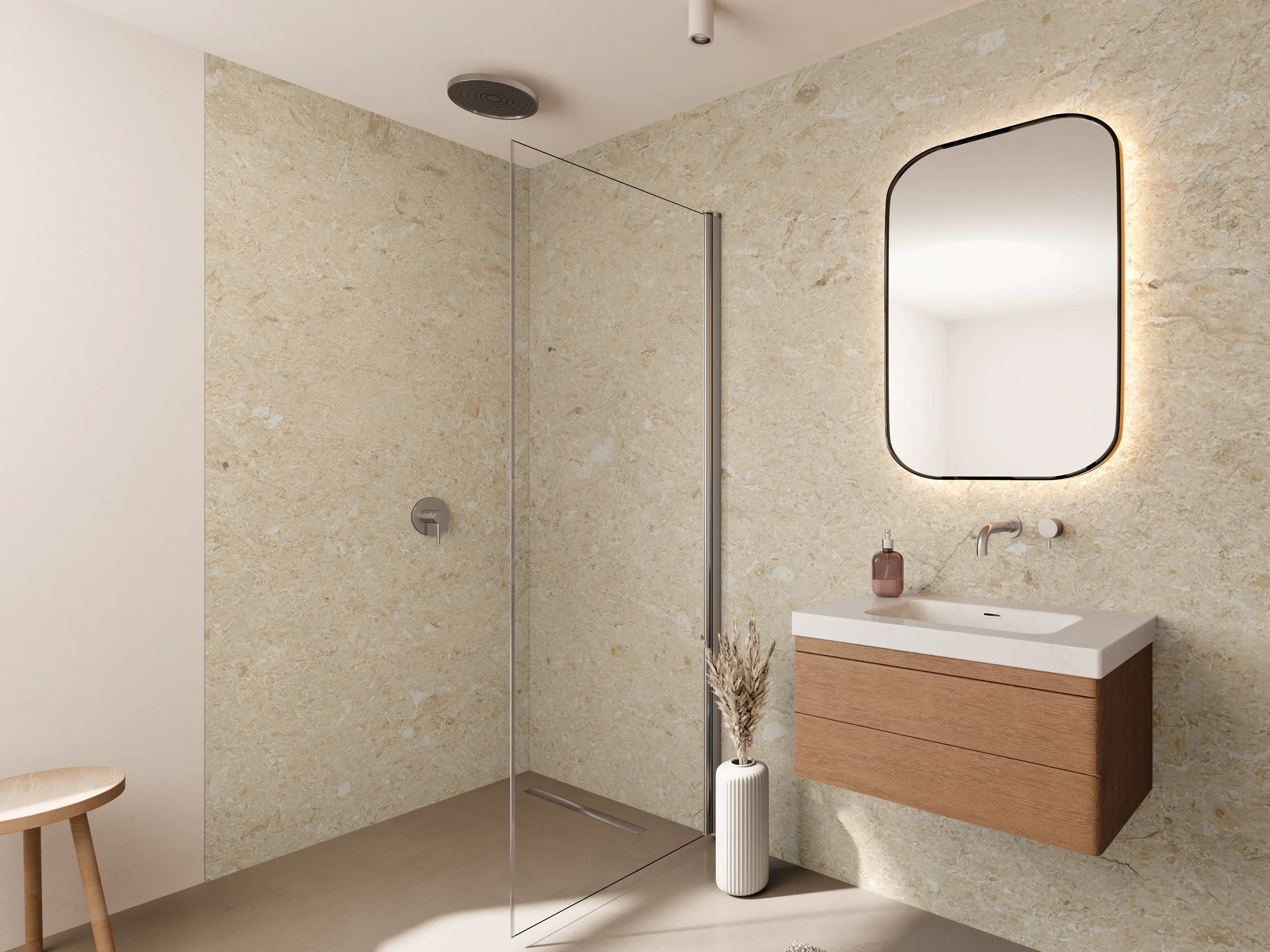 Wandverkleidung Bad - Beige vintage Oberfläche