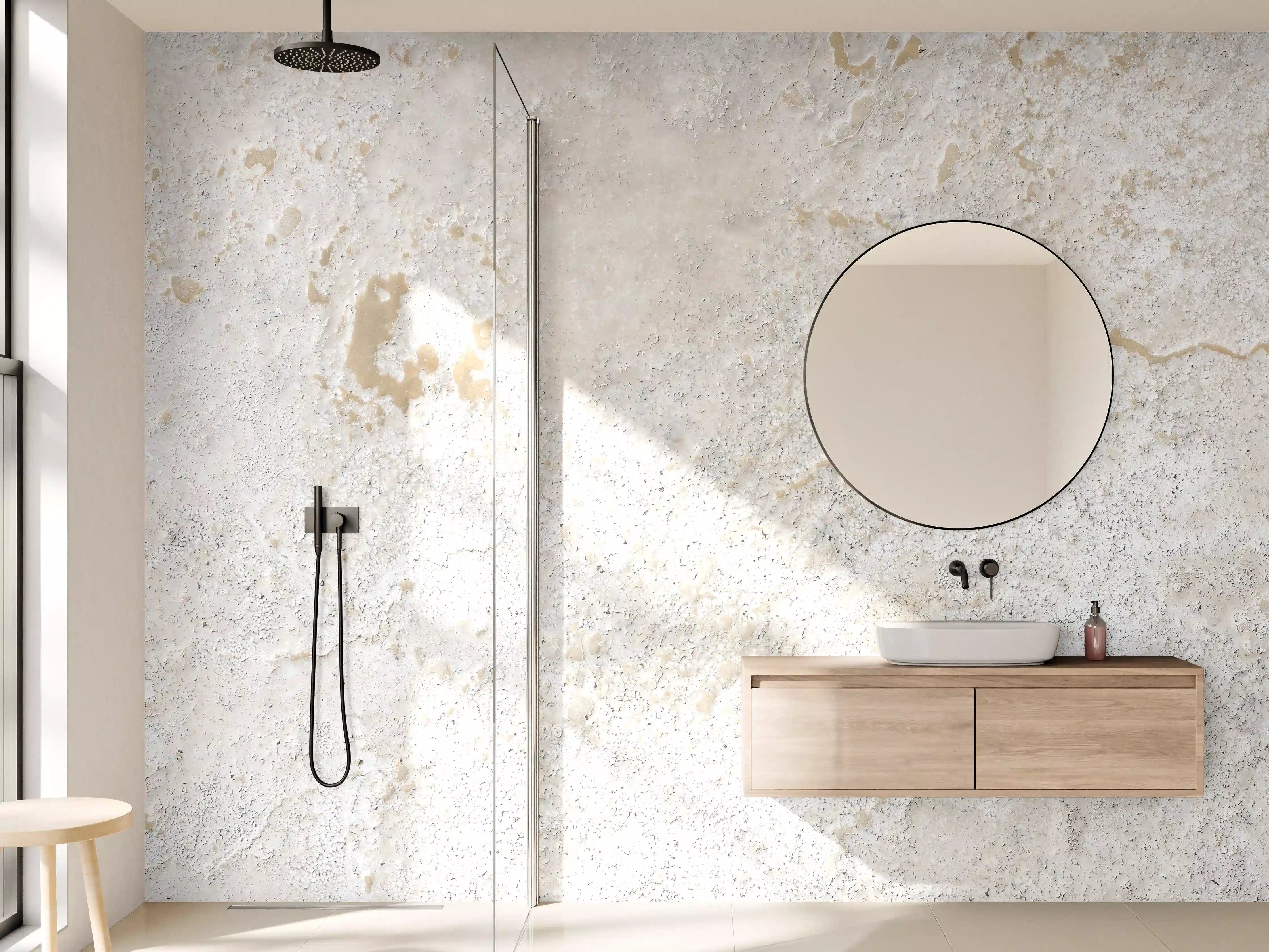 Wandverkleidung Bad - Beiger Kalkstein