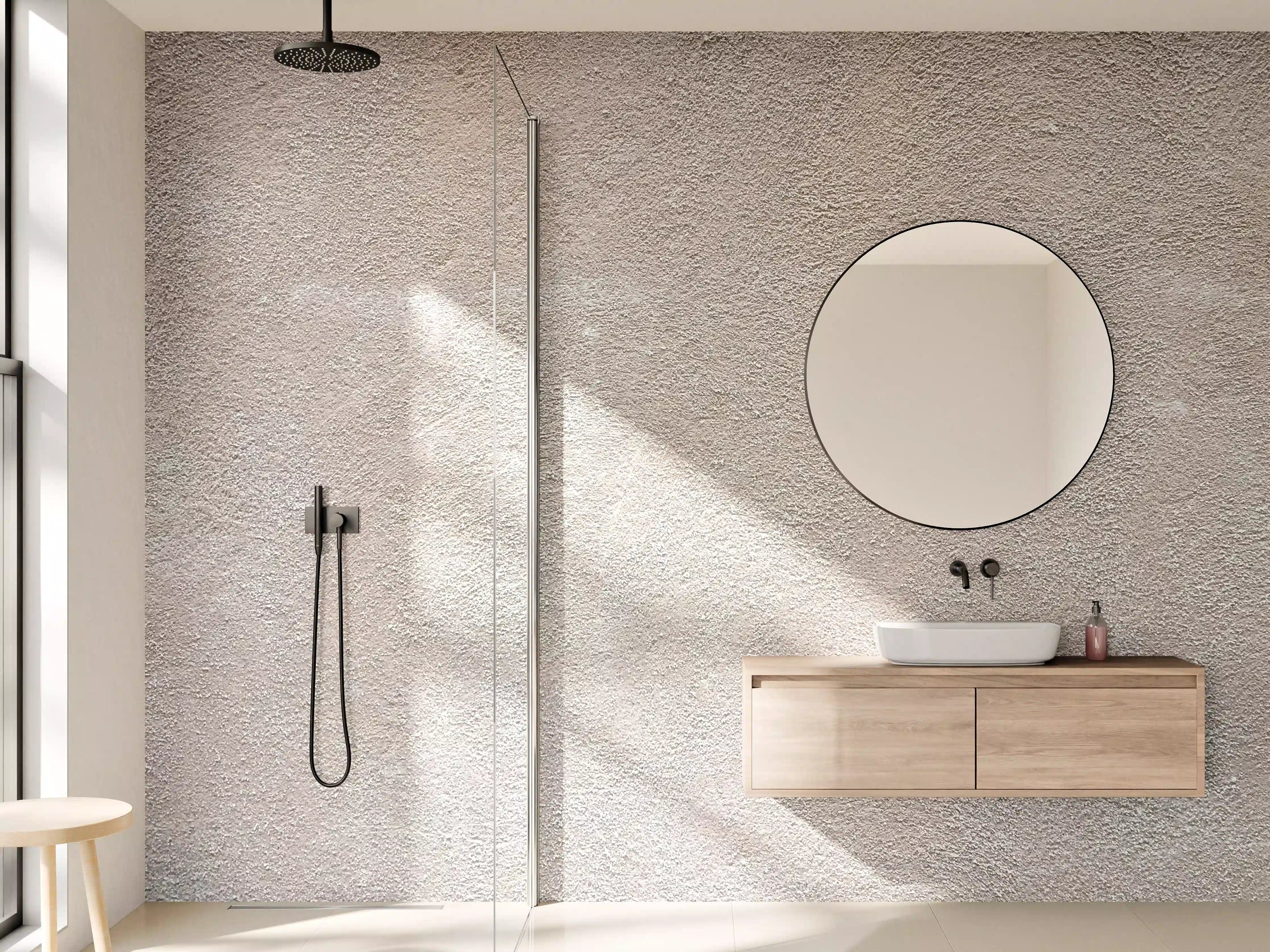 Wandverkleidung Bad - Beiger Putz mit Textur