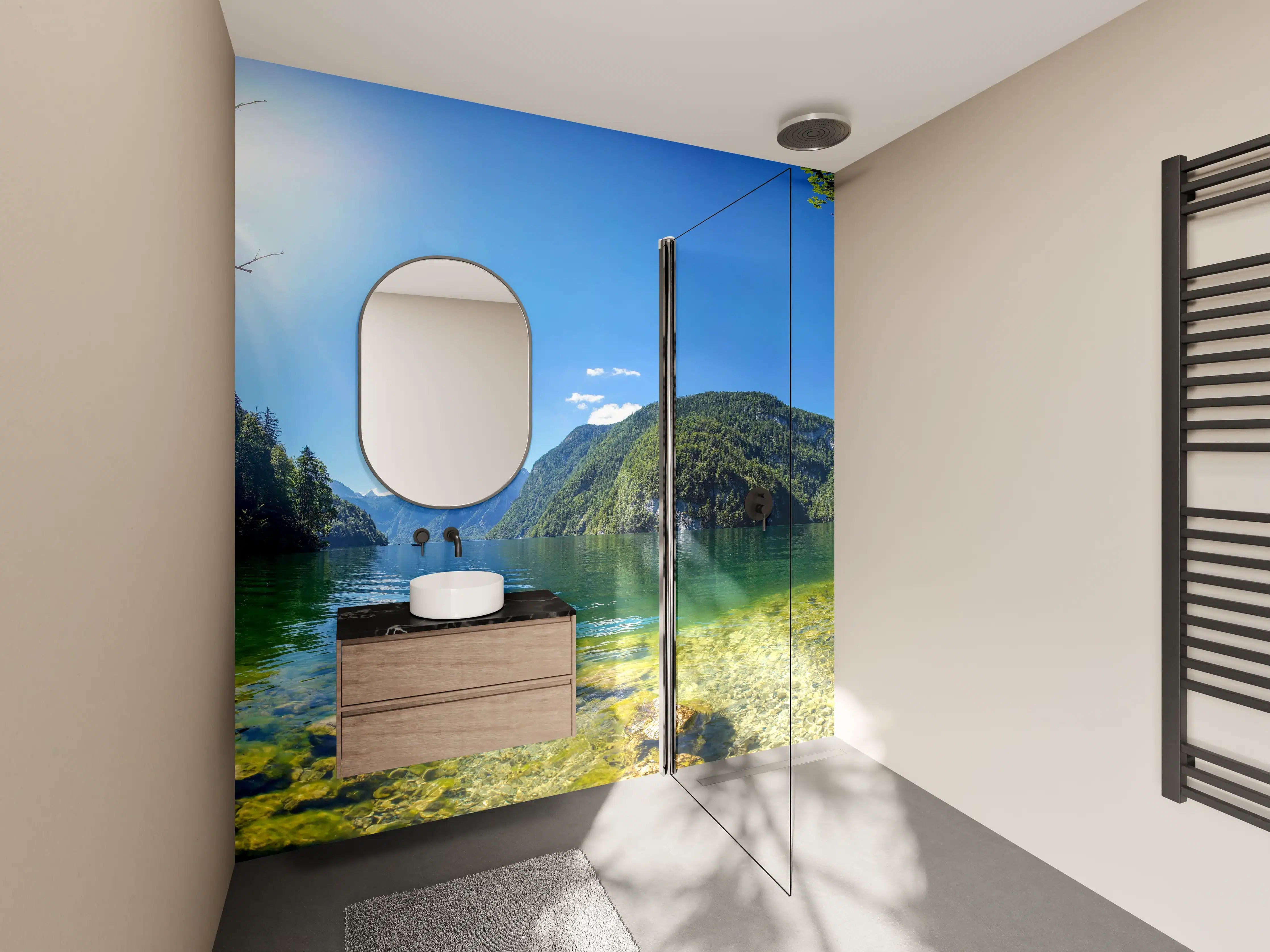 Wandverkleidung Bad - Berge Alpen Königsee Österreich