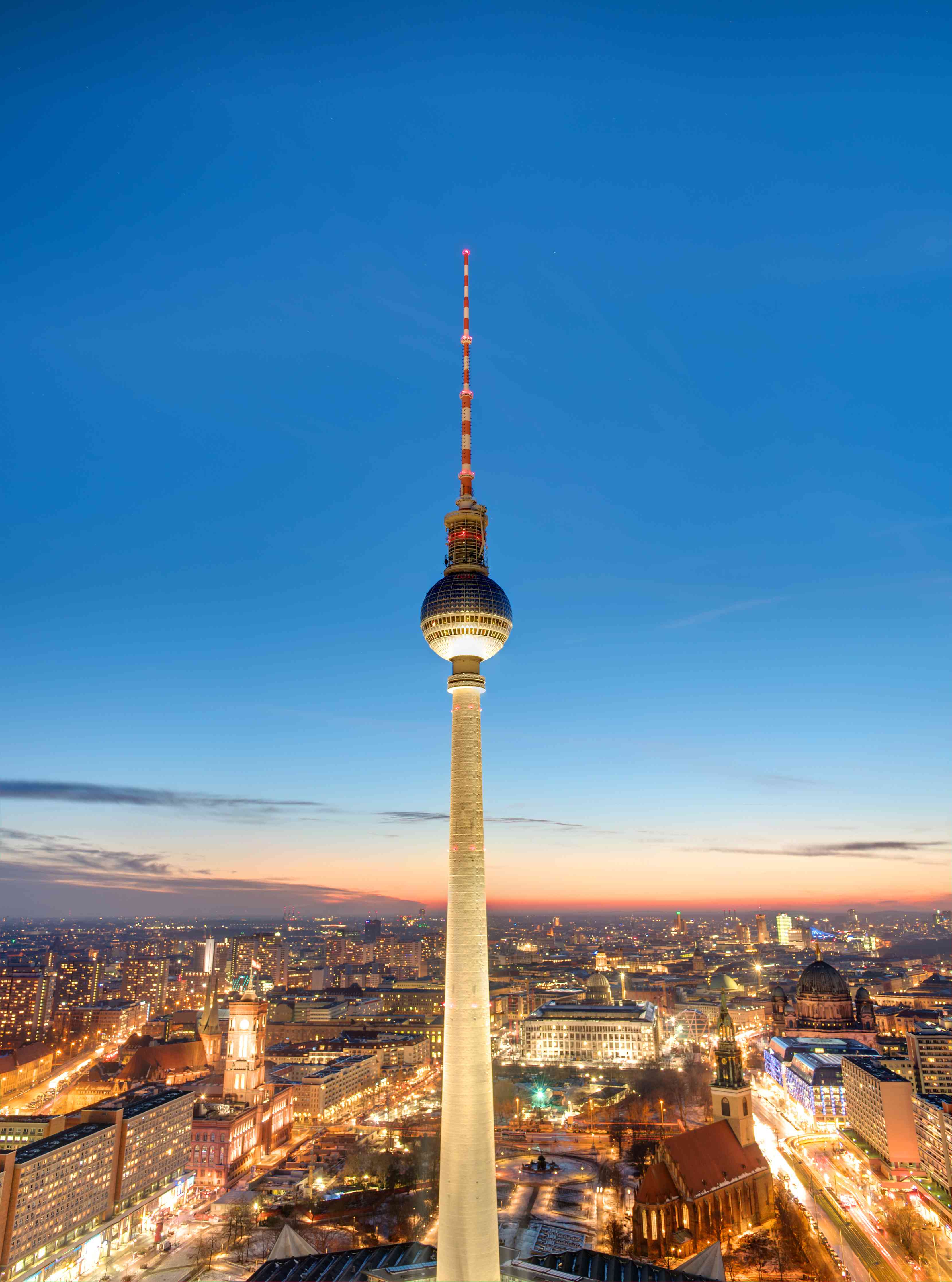 Wandverkleidung Bad-Berliner Fernsehturm bei Sonnenuntergang