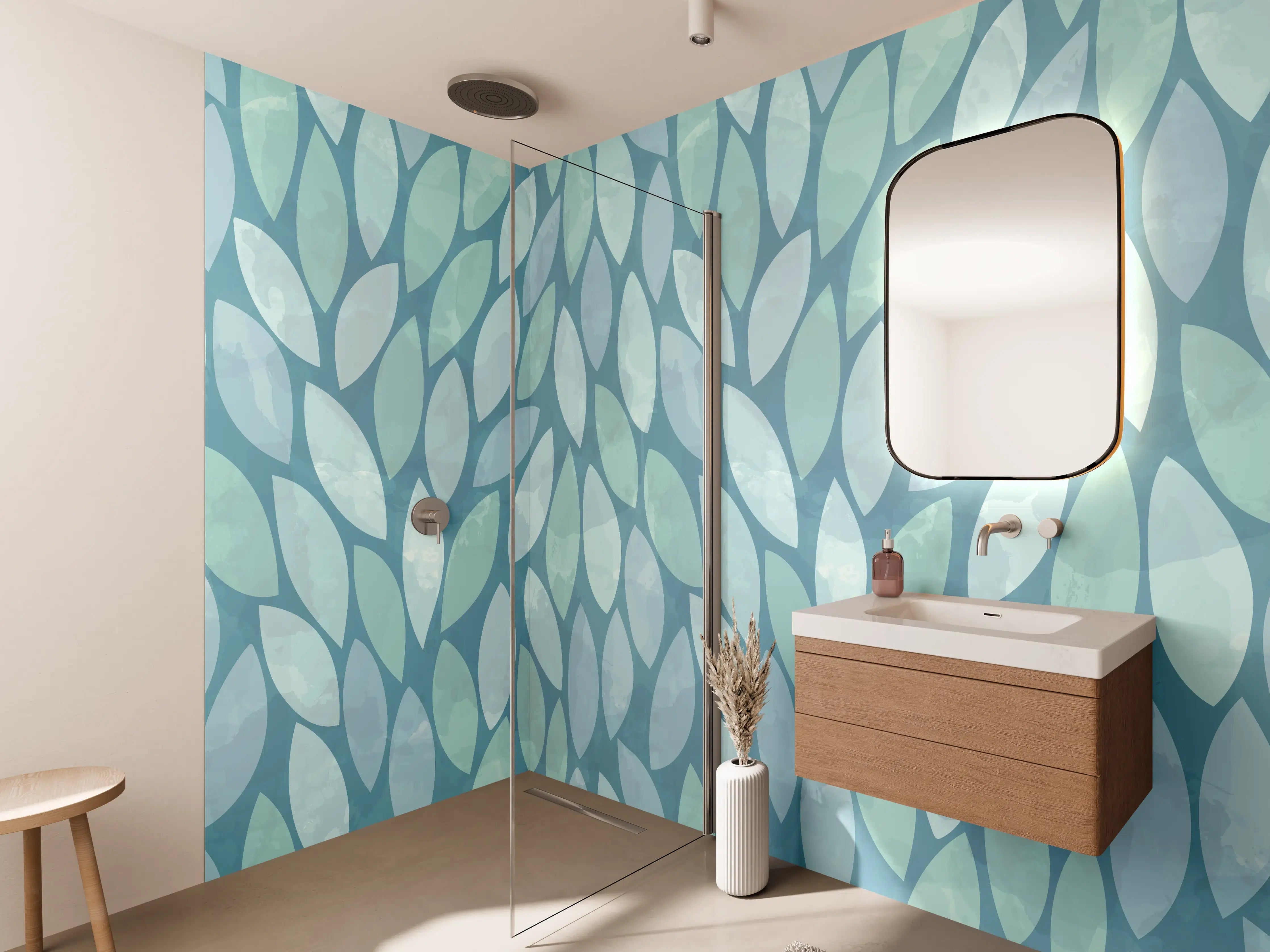 Wandverkleidung Bad - Beruhigende Aqua-Blau-Welleneffekt