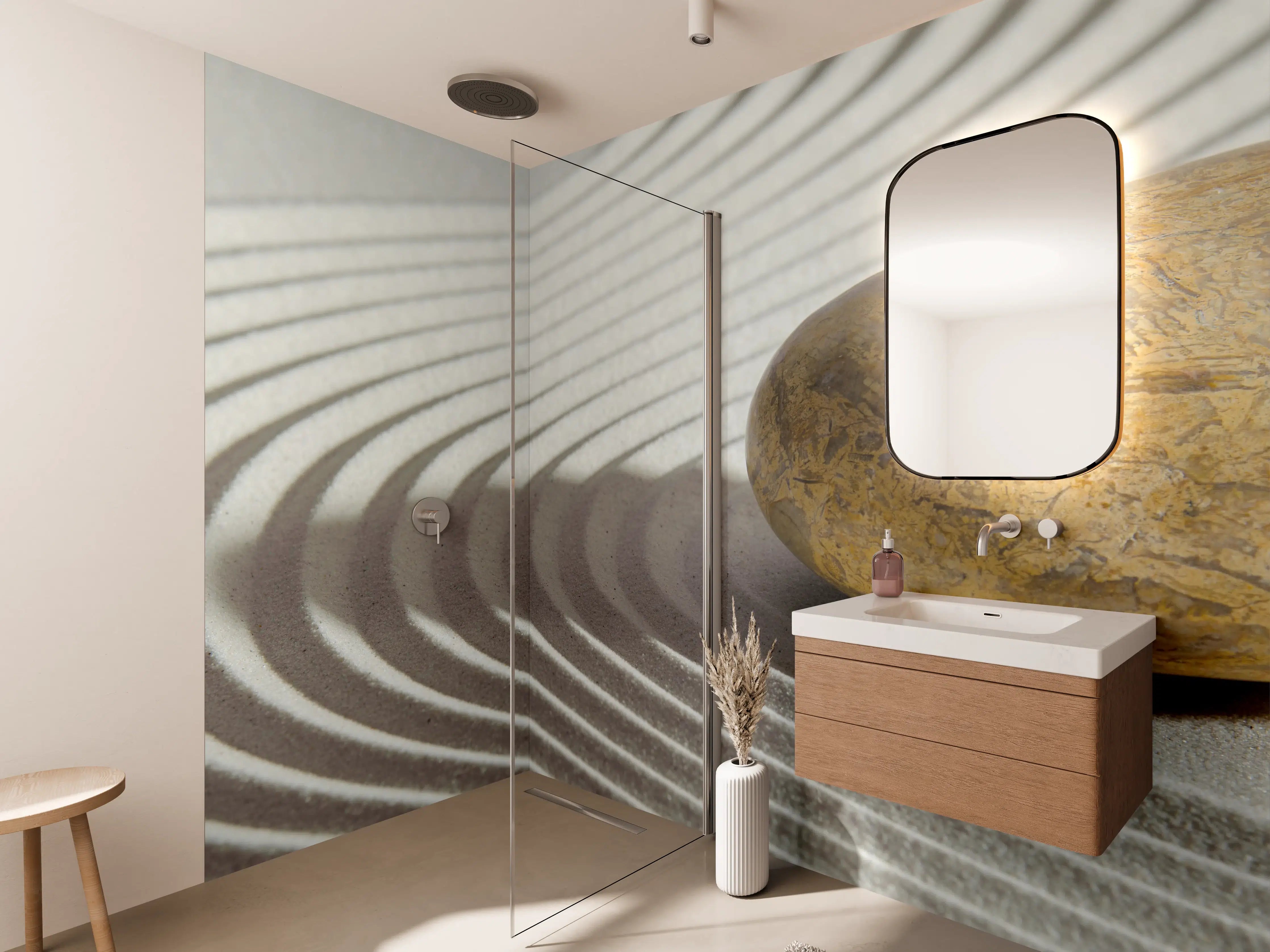 Wandverkleidung Bad - Beruhigender Zen-Steinhintergrund