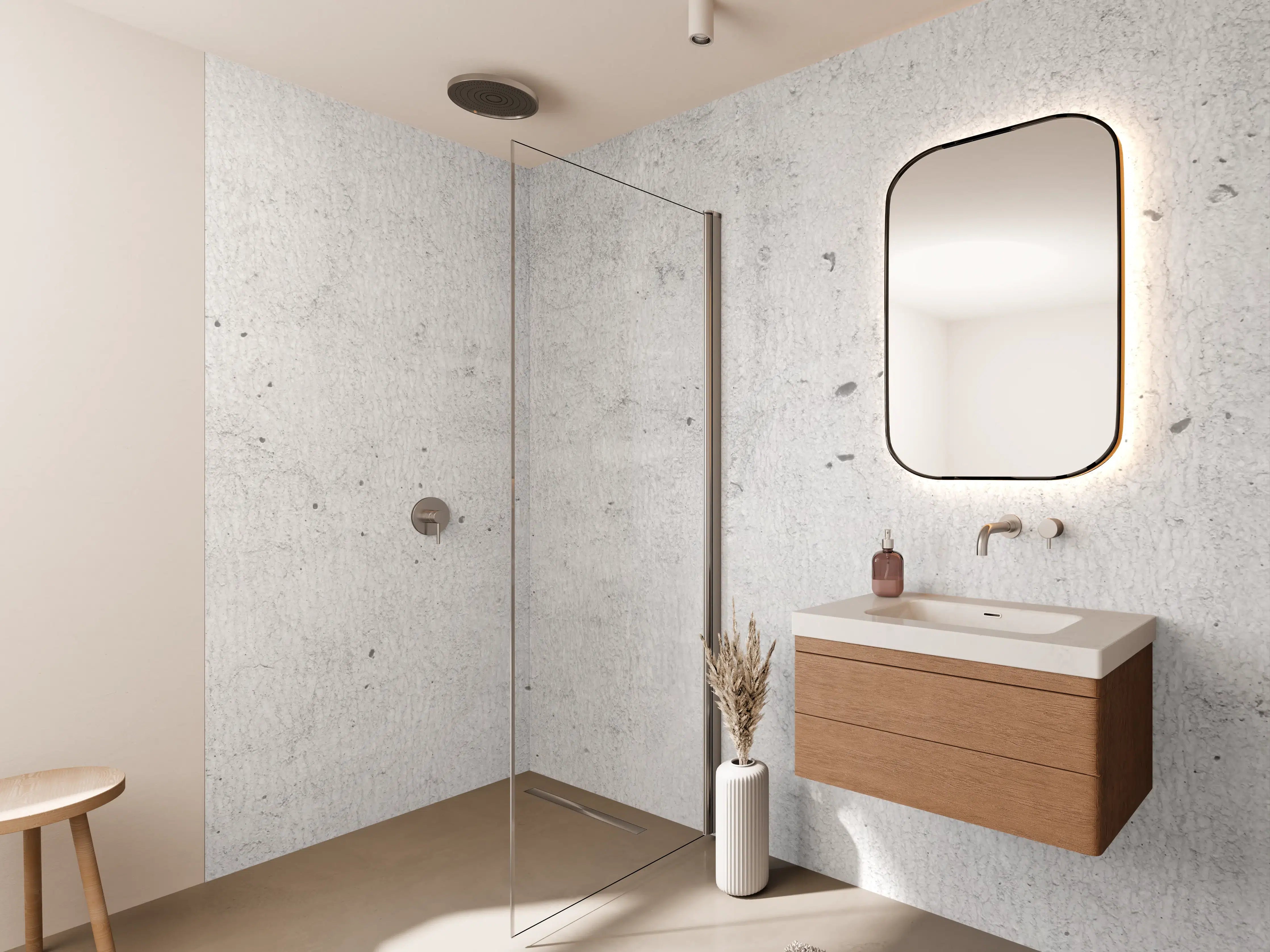 Wandverkleidung Bad - Betonwand alte Textur