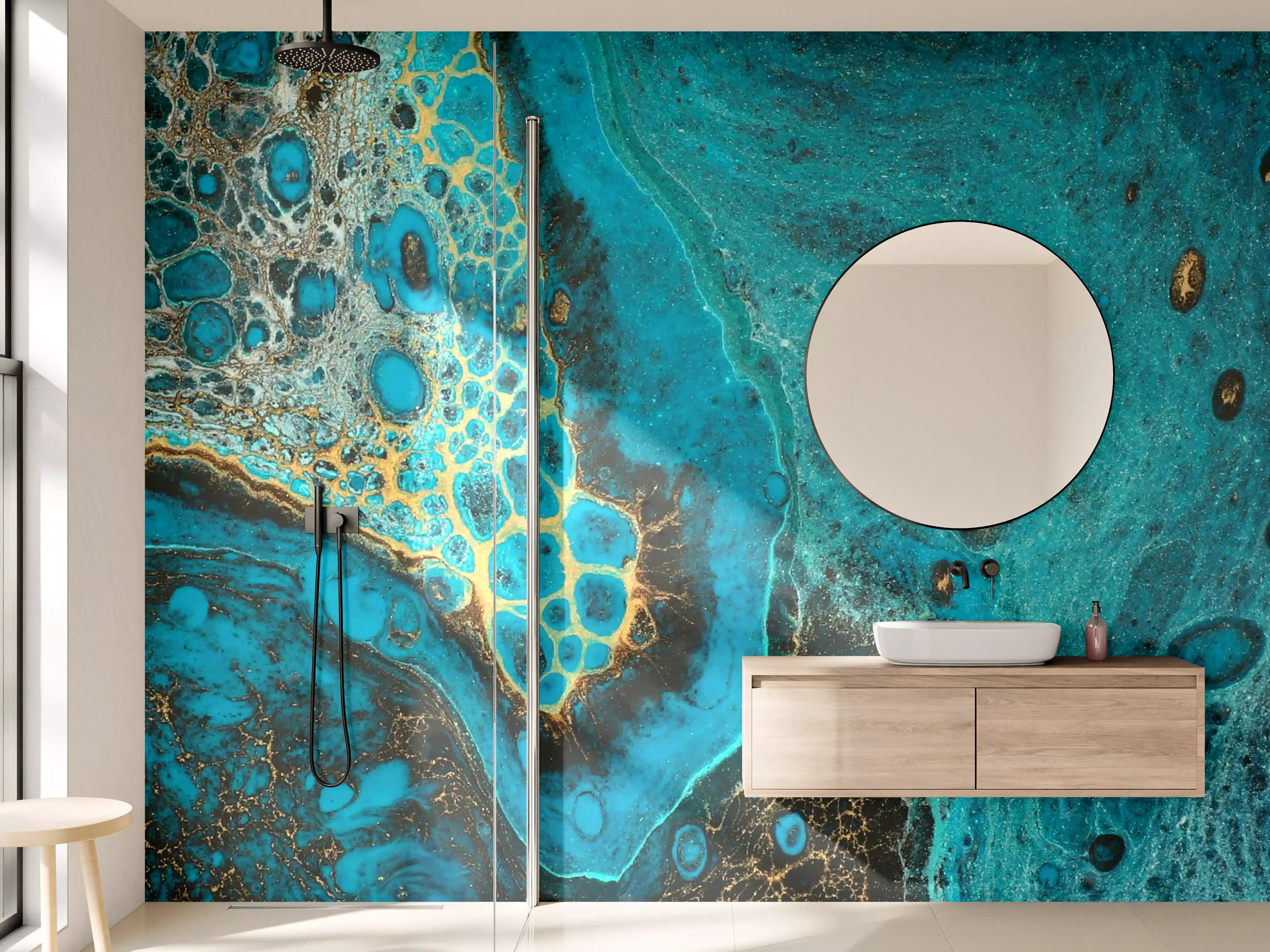 Wandverkleidung Bad - Bläulicher Marmor