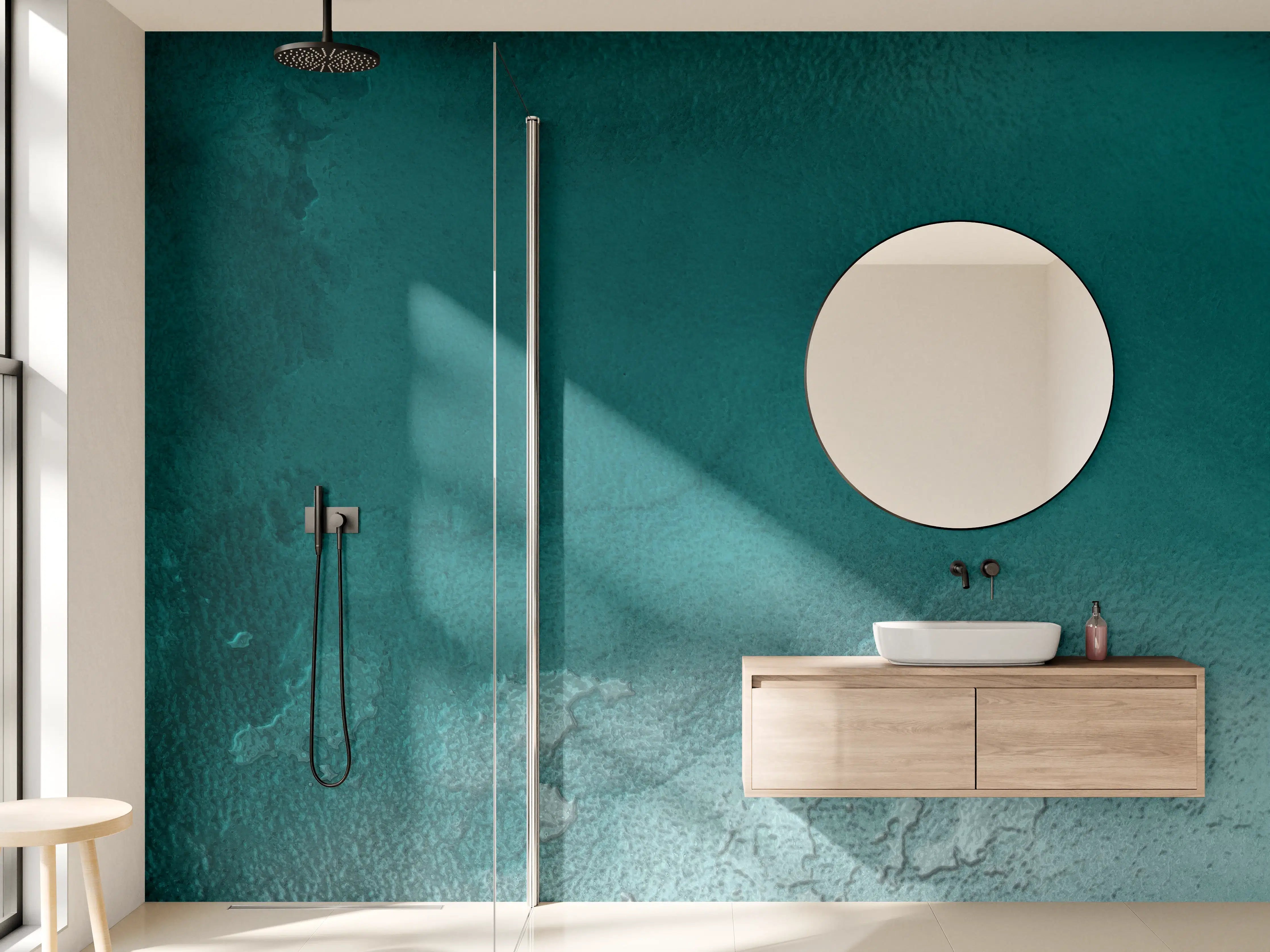 Wandverkleidung Bad - Bläuliches Aquarell Wassermuster