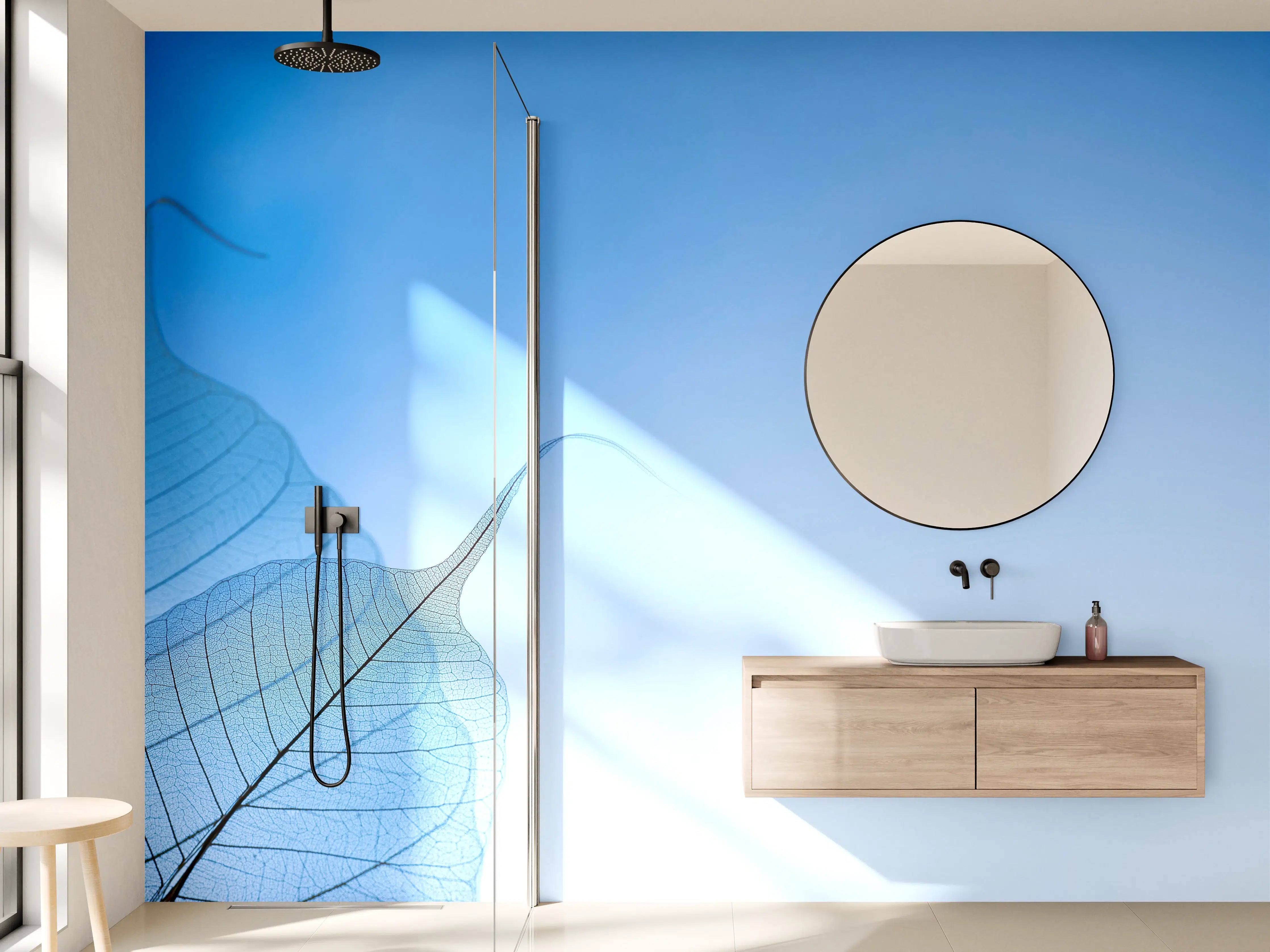 Wandverkleidung Bad - Blau-Veined Transparentes Blattbild