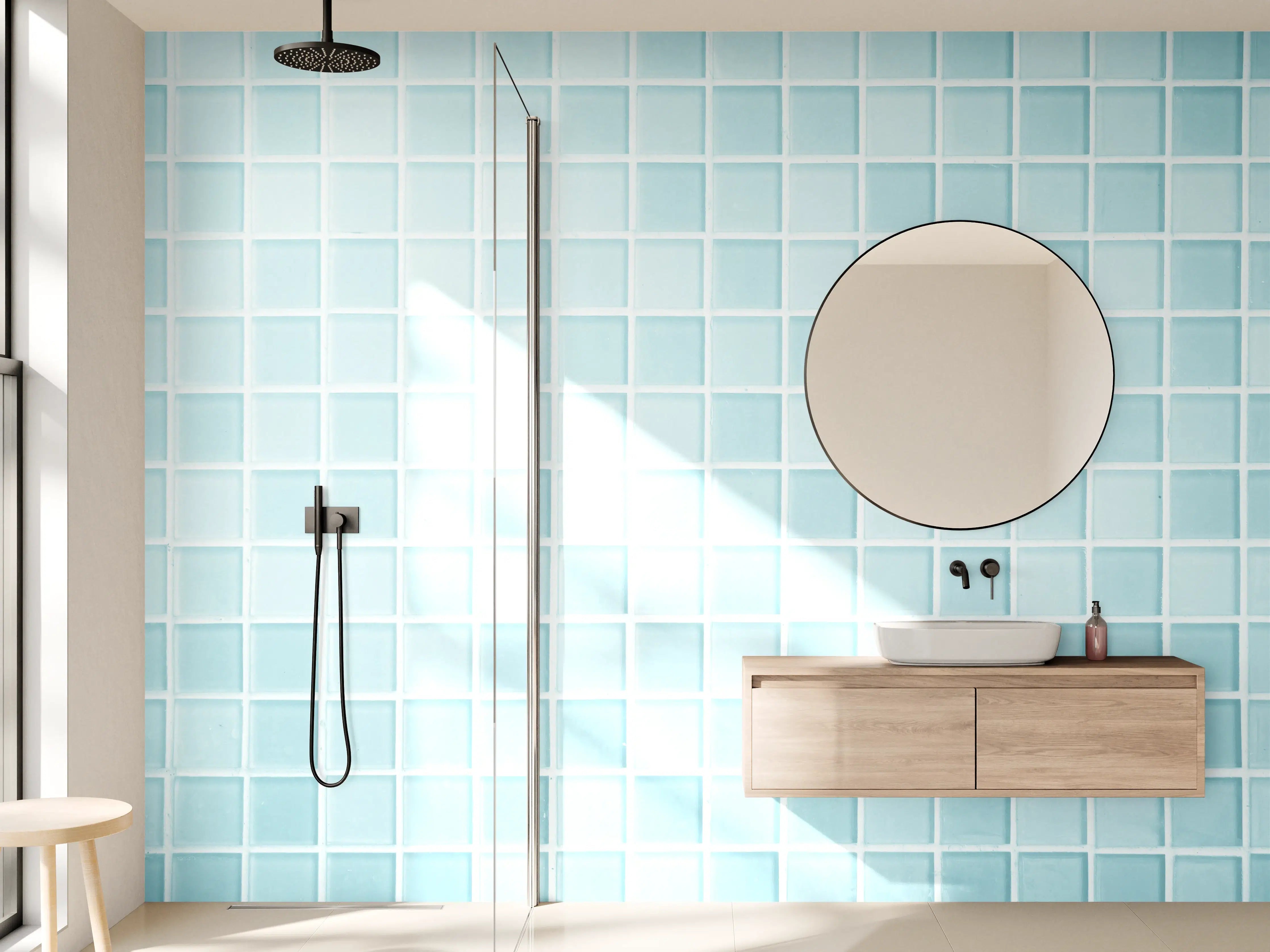 Wandverkleidung Bad - Blau-Weiße Keramikfliesen