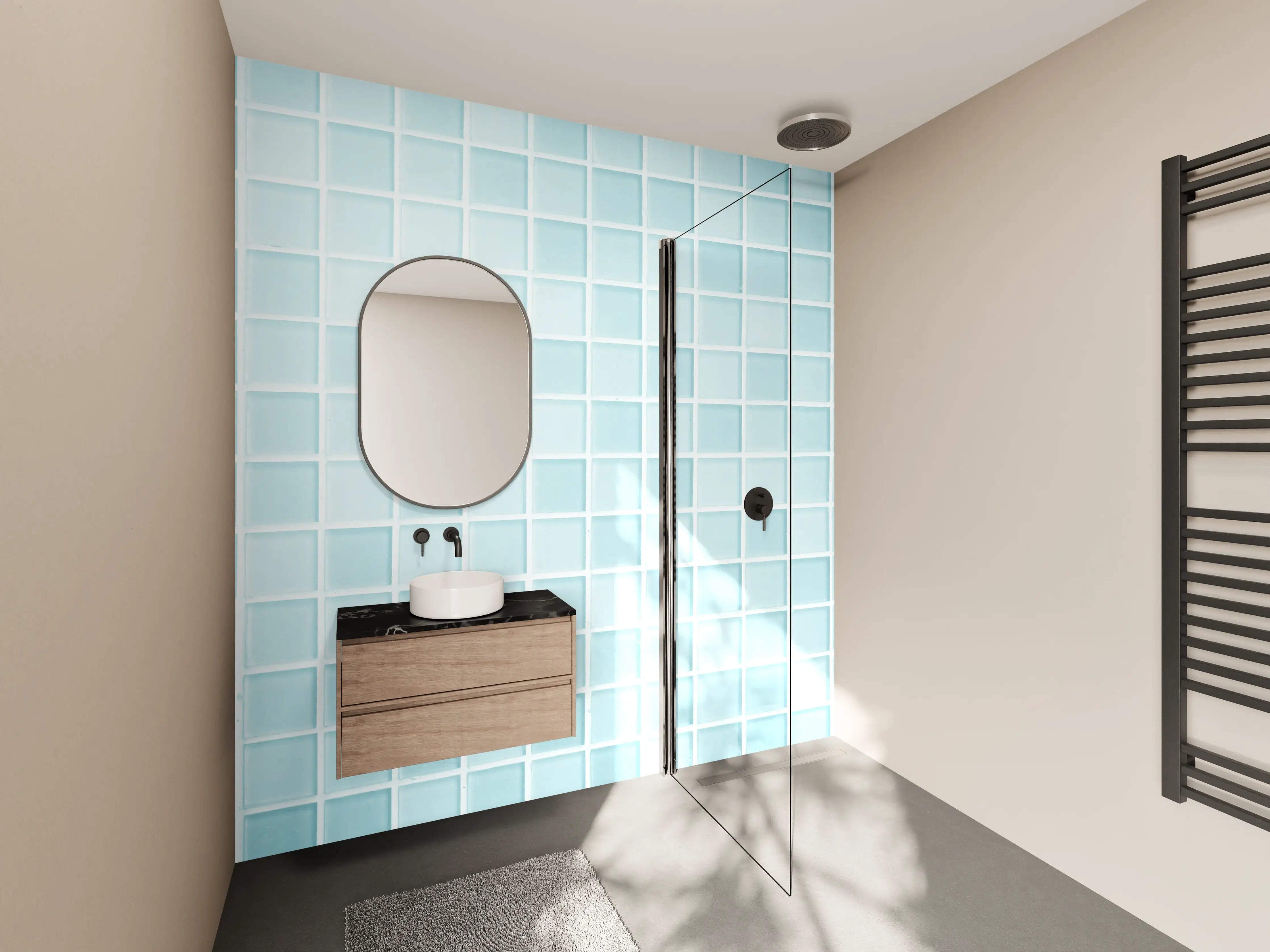 Wandverkleidung Bad - Blau-Weiße Keramikfliesen