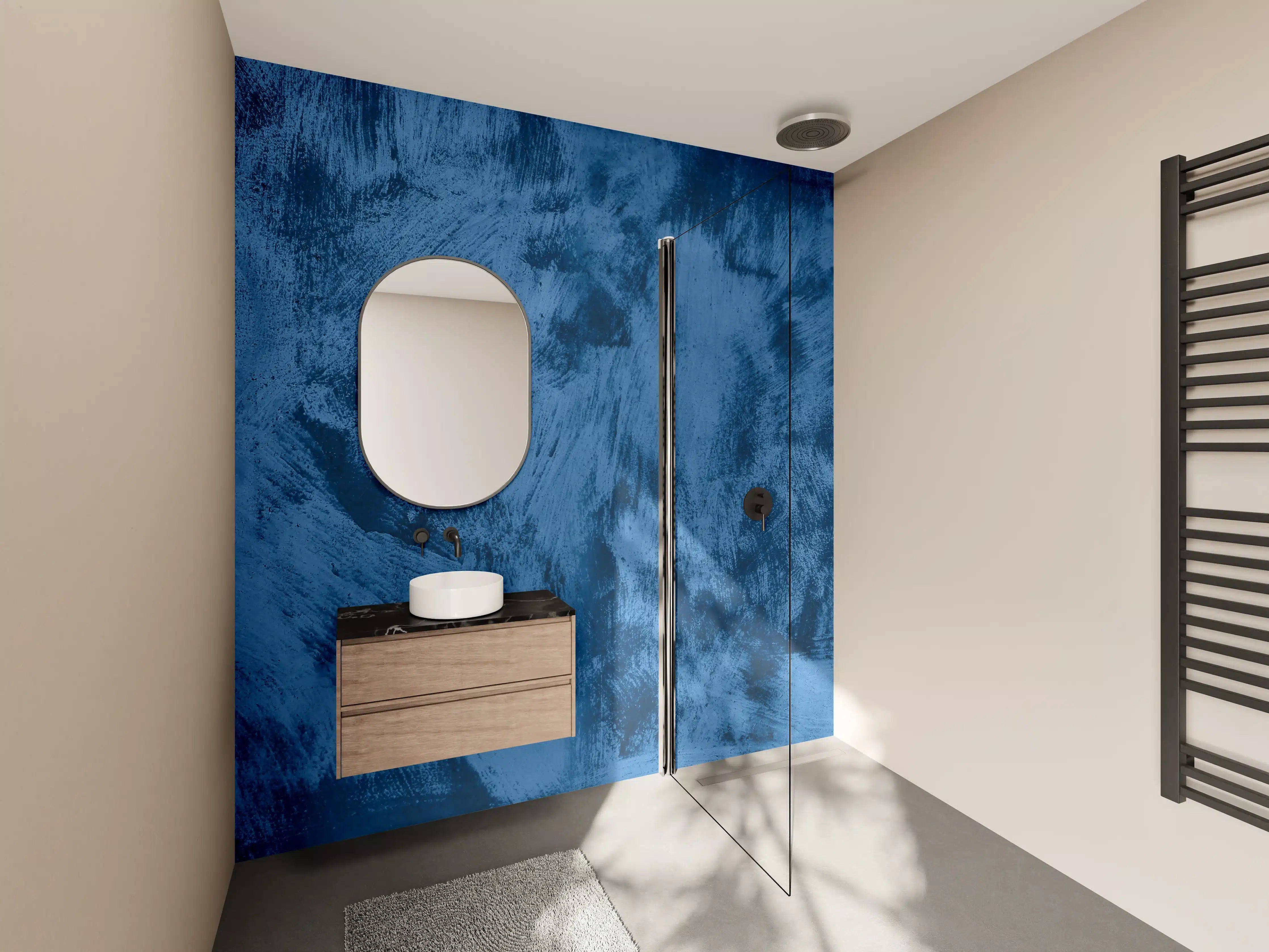 Wandverkleidung Bad - Blaue Marmortextur mit natürlicher Struktur