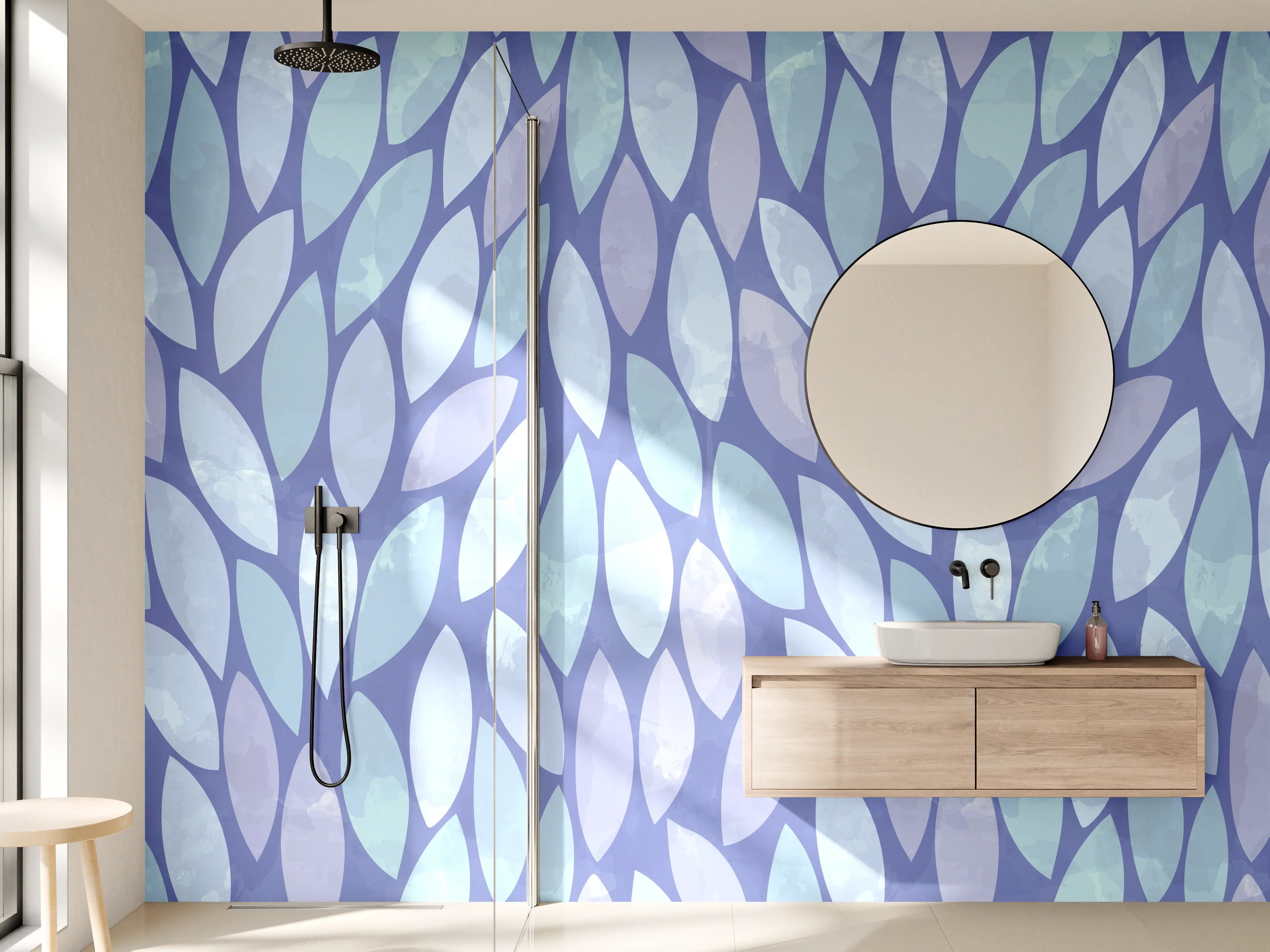 Wandverkleidung Bad - Blaue Mosaik-Textur mit Wasserreflexionen