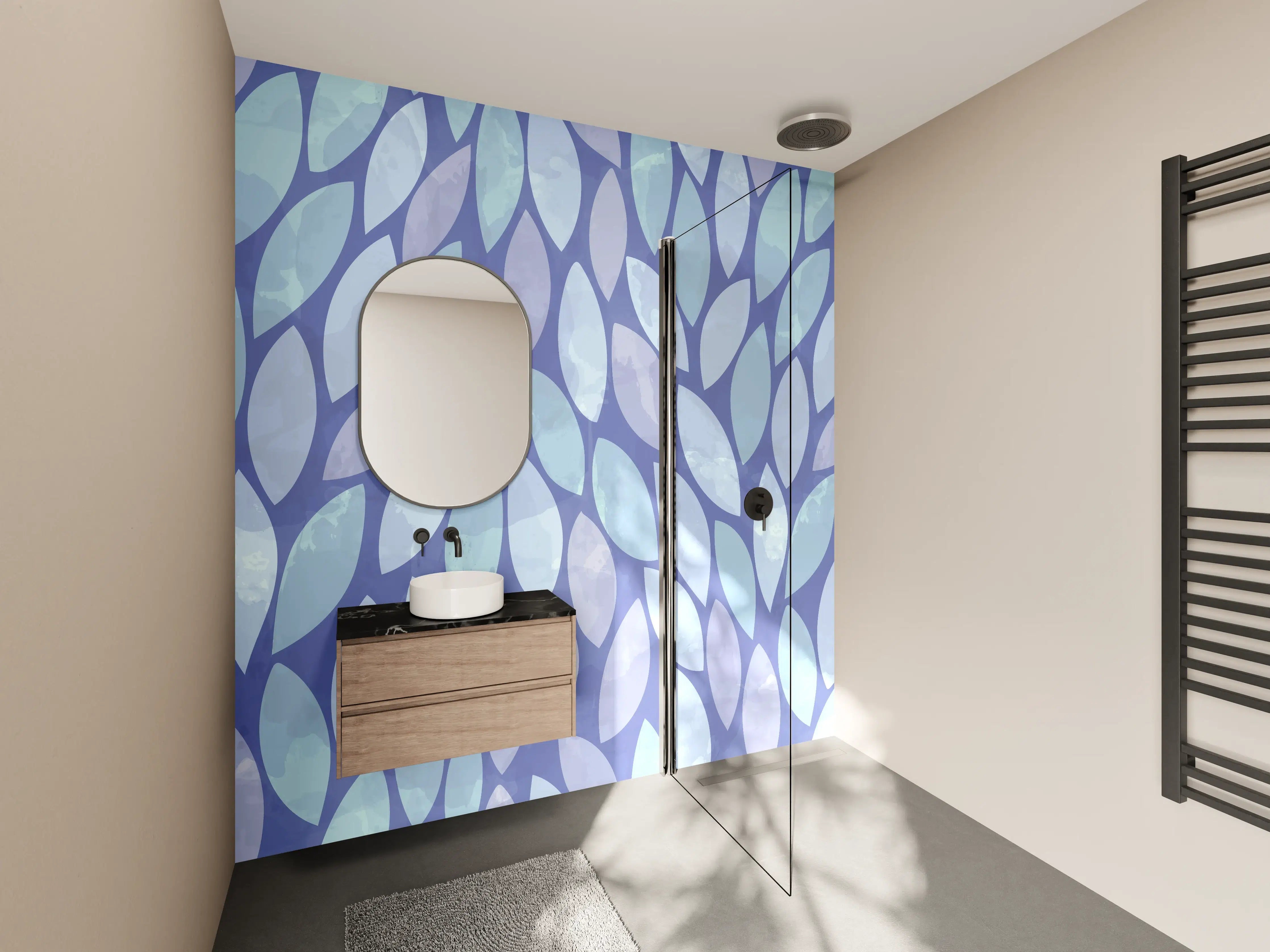 Wandverkleidung Bad - Blaue Mosaik-Textur mit Wasserreflexionen