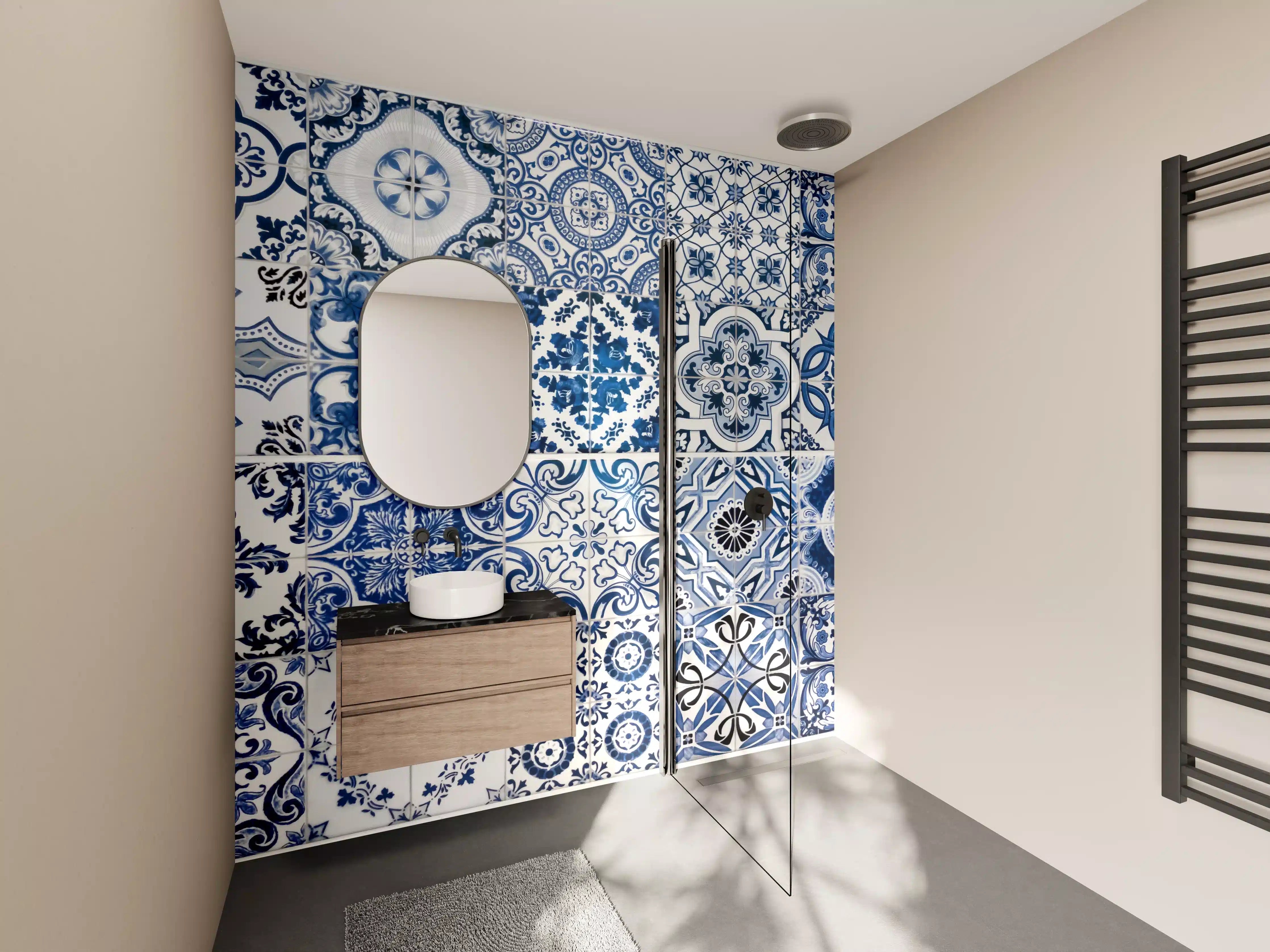 Wandverkleidung Bad - Blaue portugiesische Azulejo-Fliesen