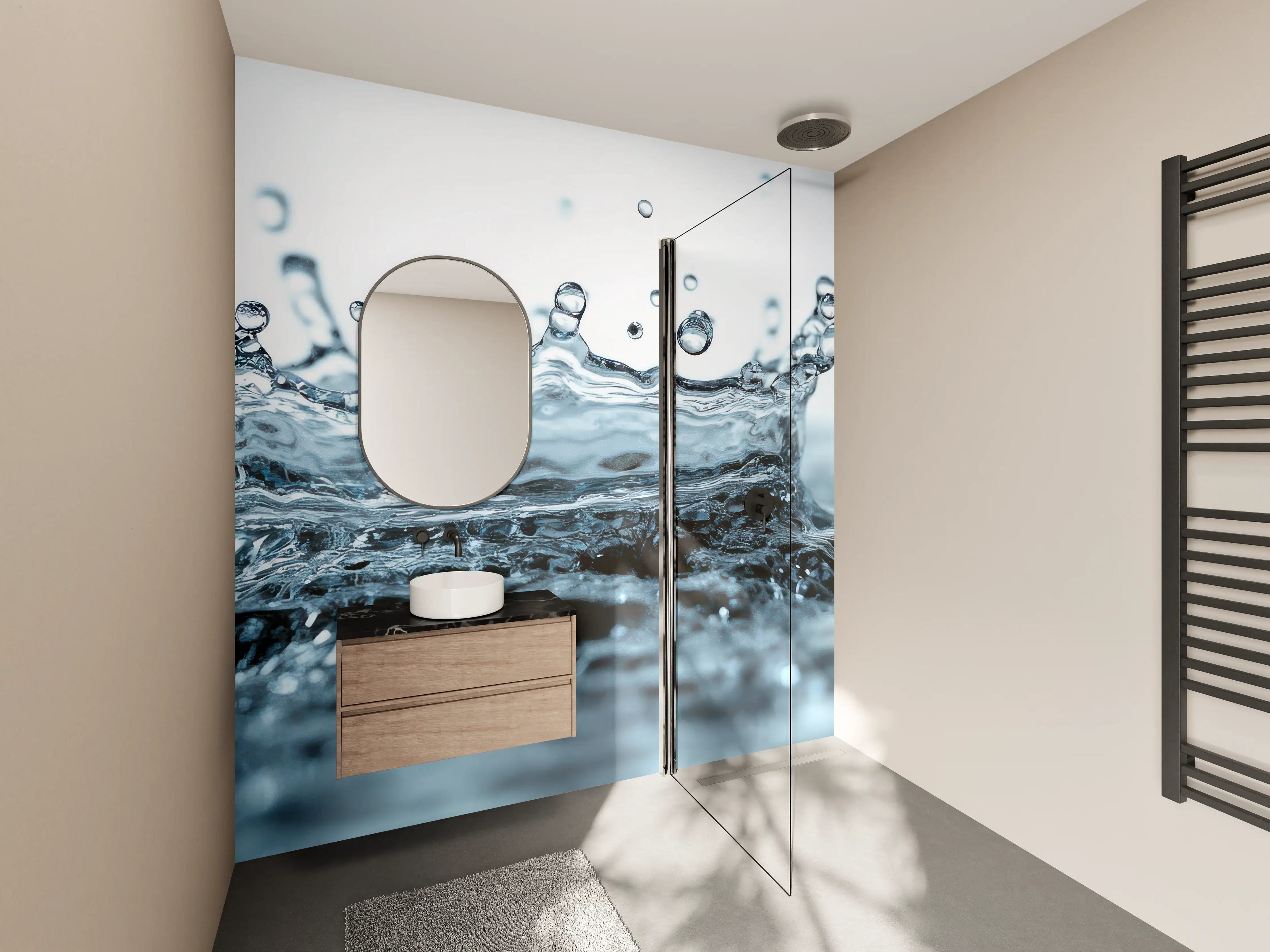 Wandverkleidung Bad - Blauer Wasser-Splash