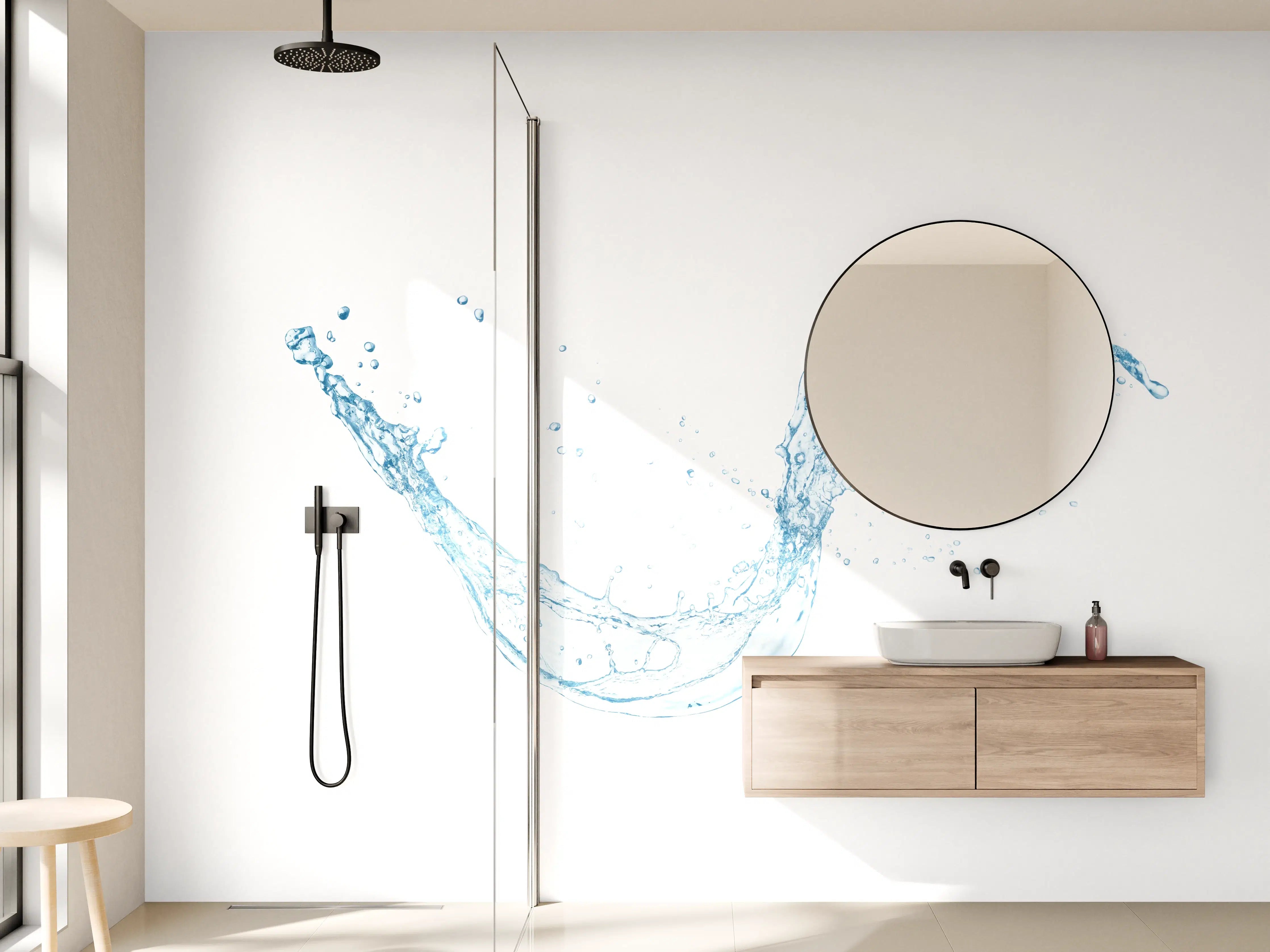 Wandverkleidung Bad - Blauer Wasserspritzer Isoliert