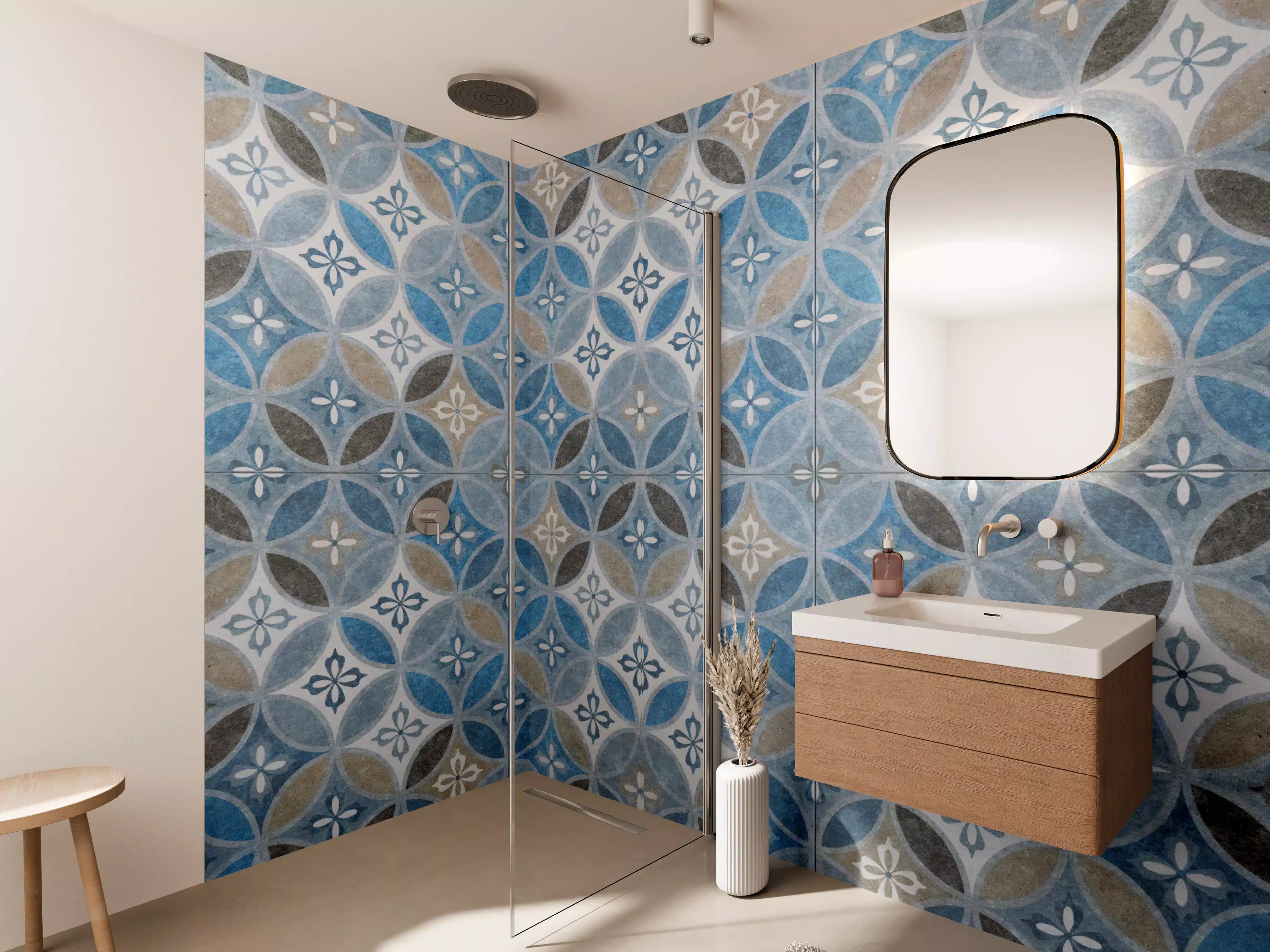 Wandverkleidung Bad - Blaues Vintage Mosaik