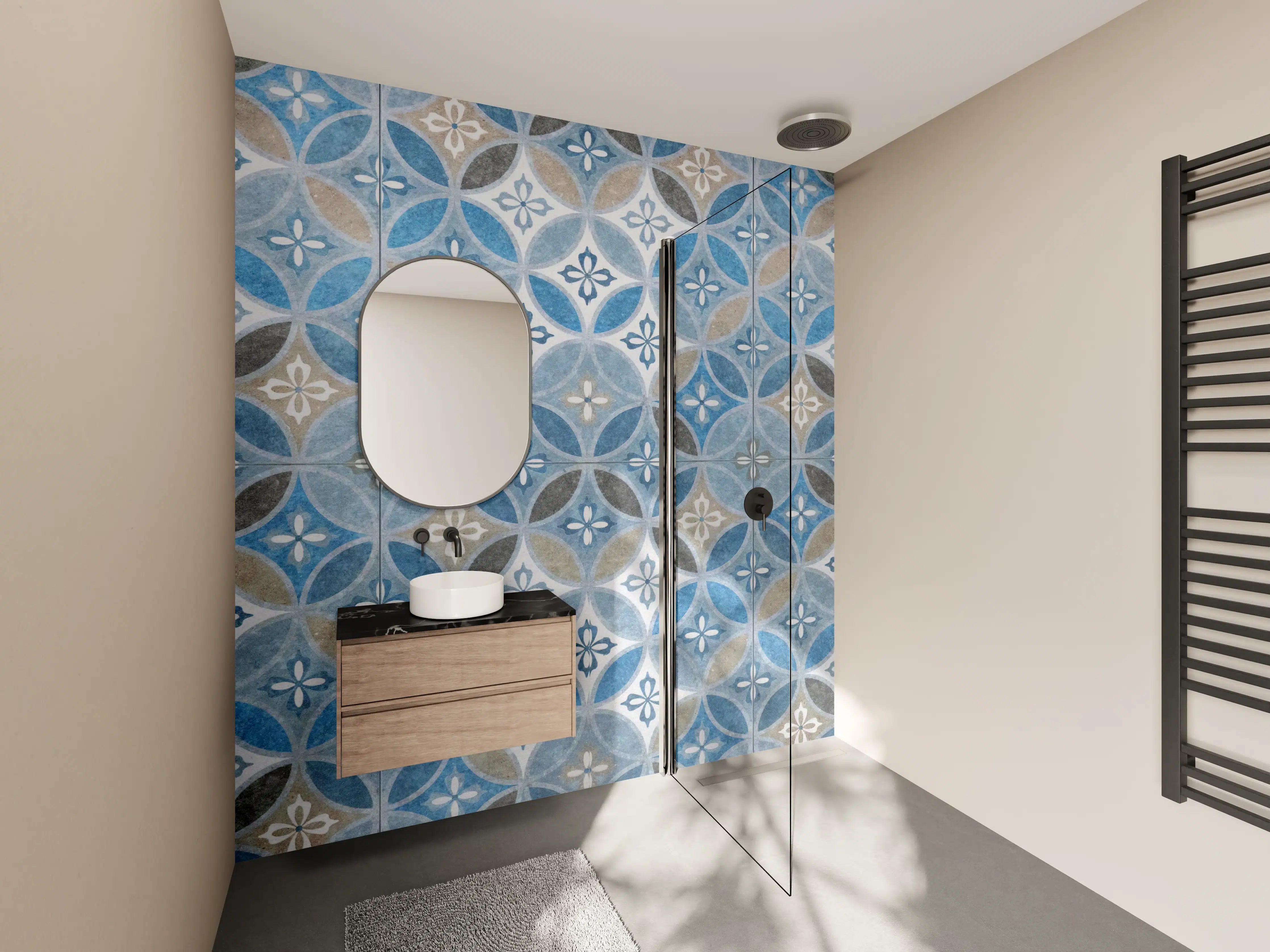 Wandverkleidung Bad - Blaues Vintage Mosaik