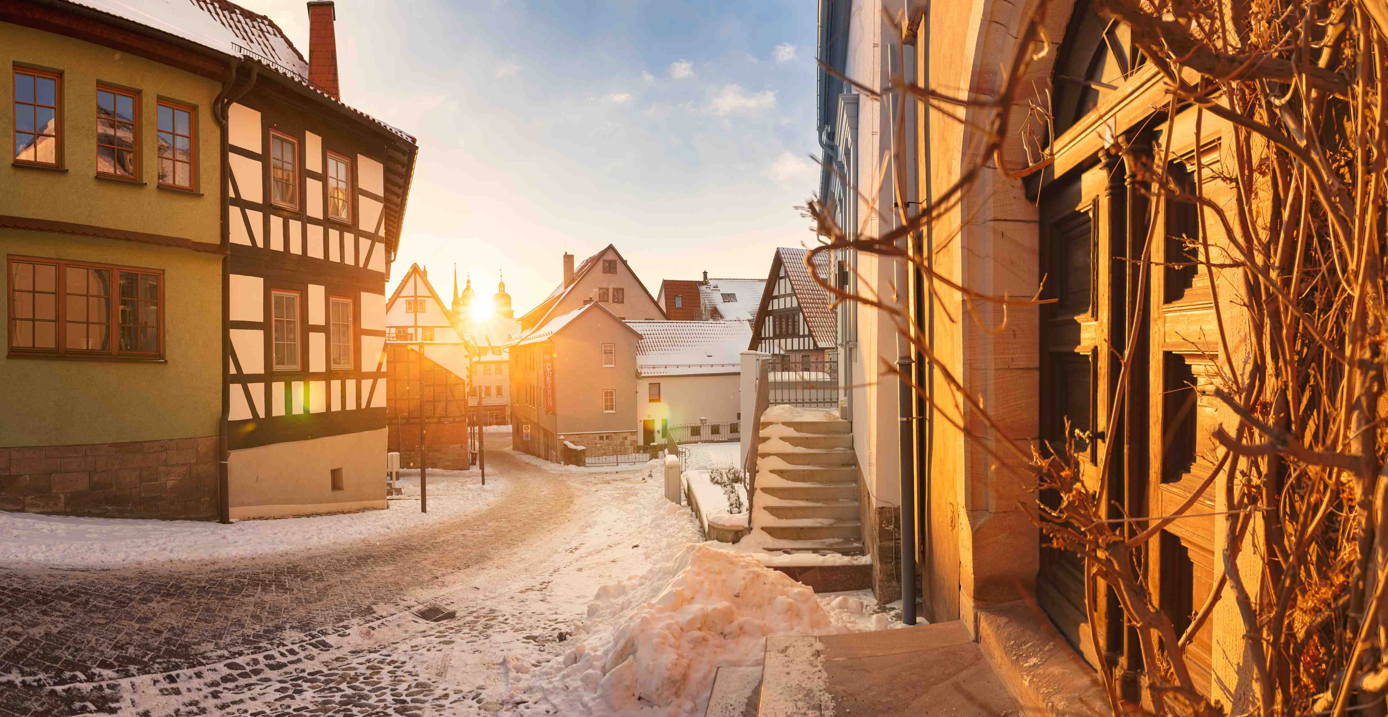 Wandverkleidung Bad-Blick auf Schmalkalden im Winter