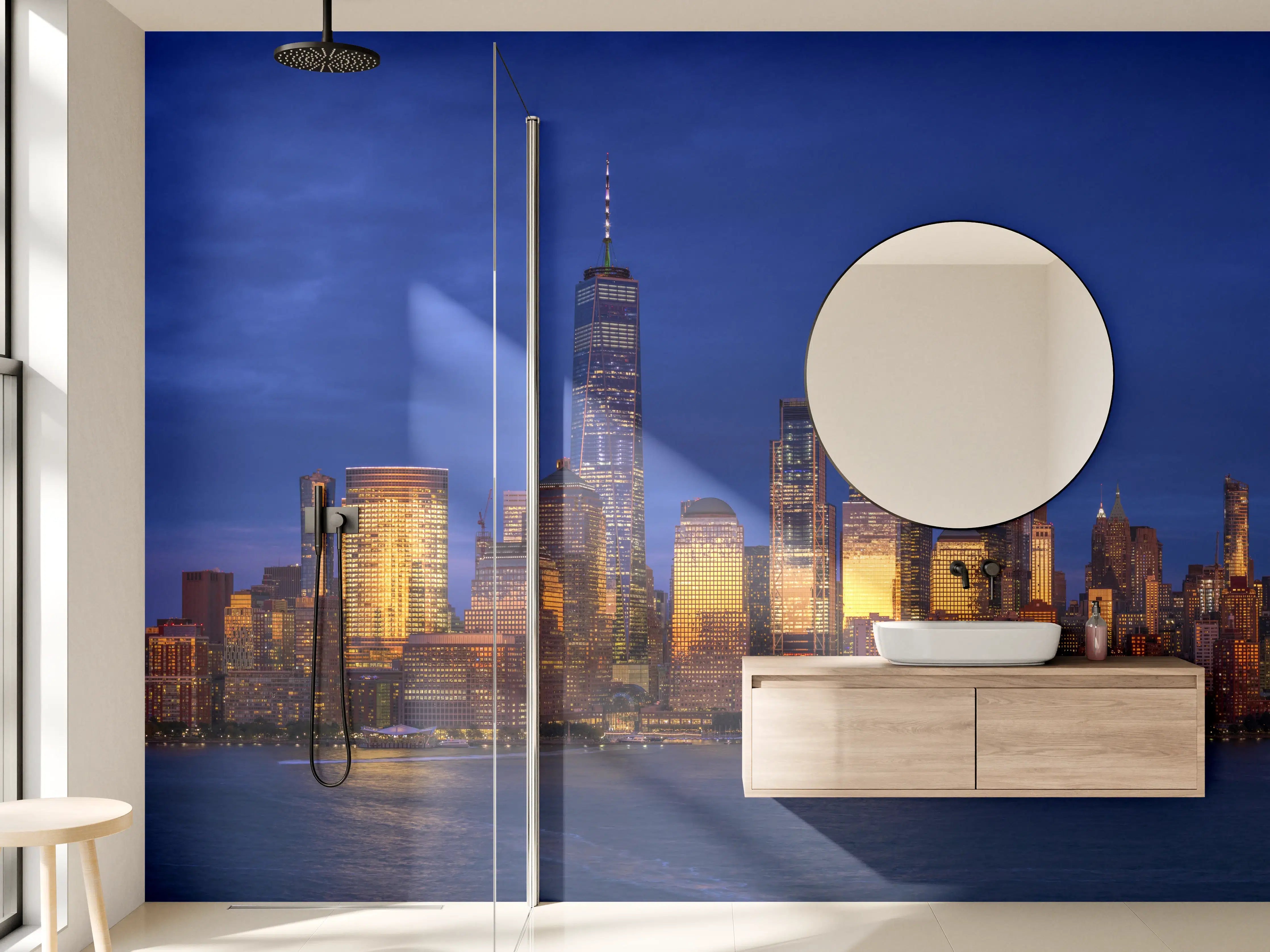 Wandverkleidung Bad - Blick auf die Skyline von Manhattan