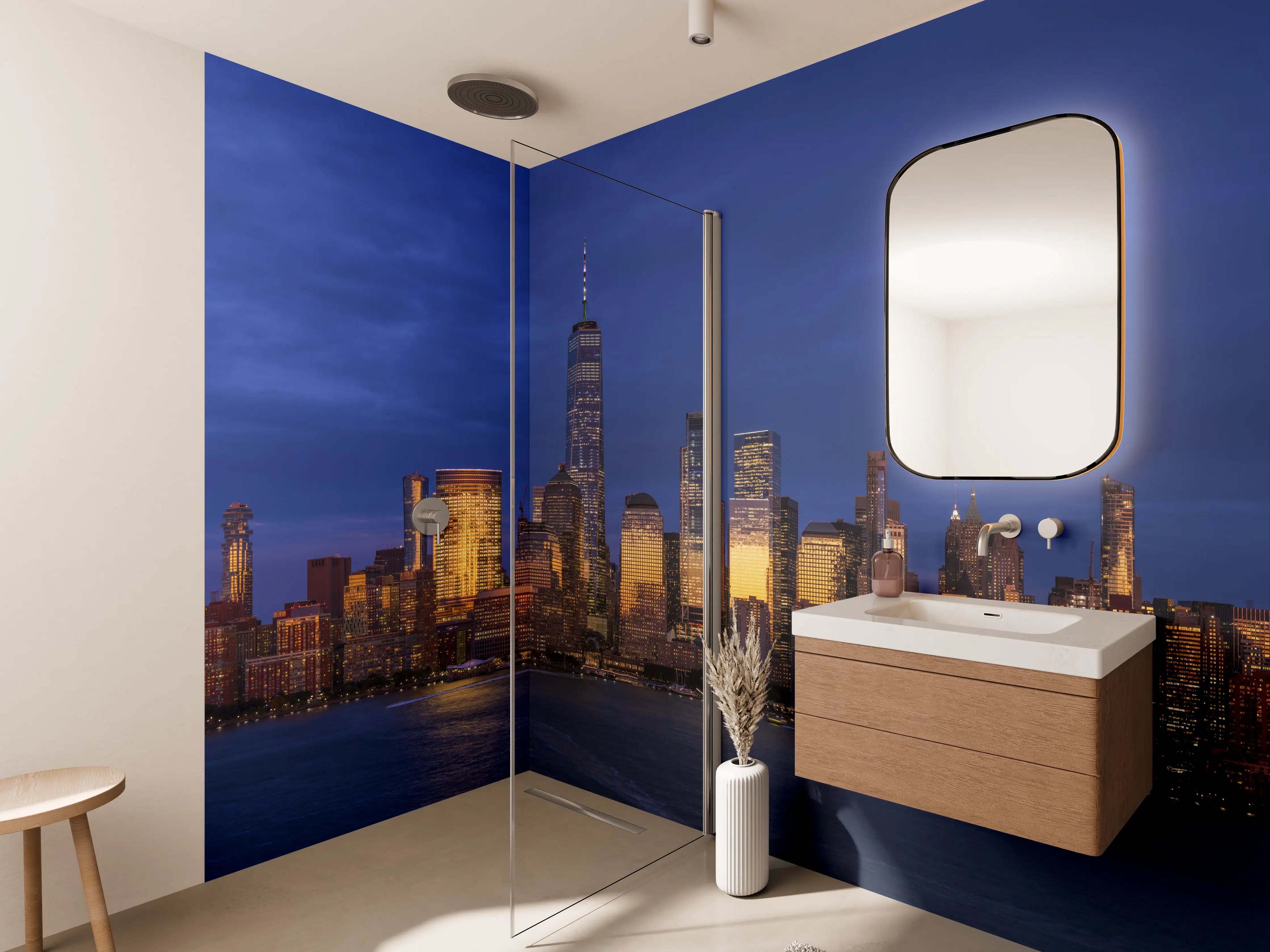 Wandverkleidung Bad - Blick auf die Skyline von Manhattan