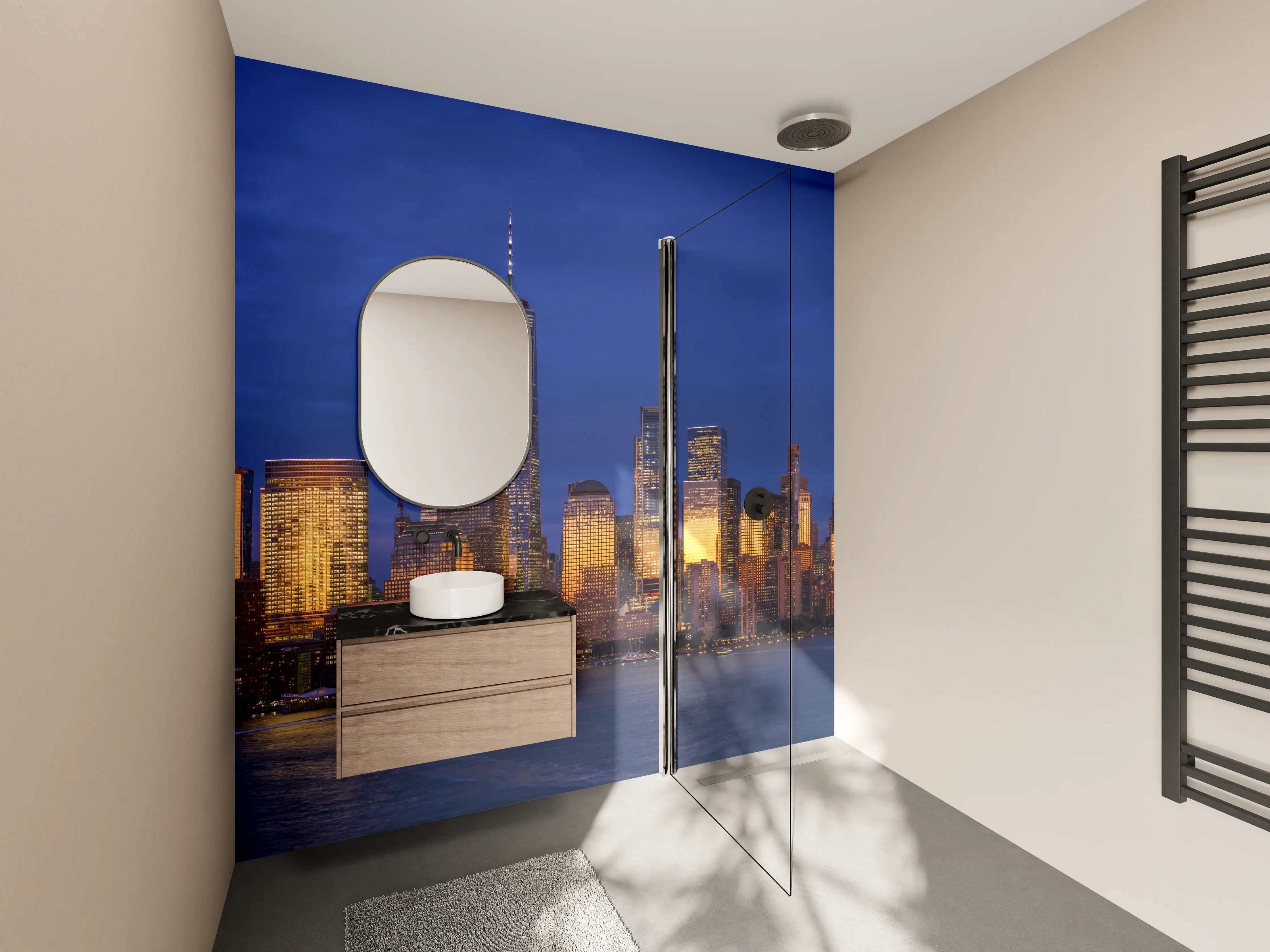 Wandverkleidung Bad - Blick auf die Skyline von Manhattan