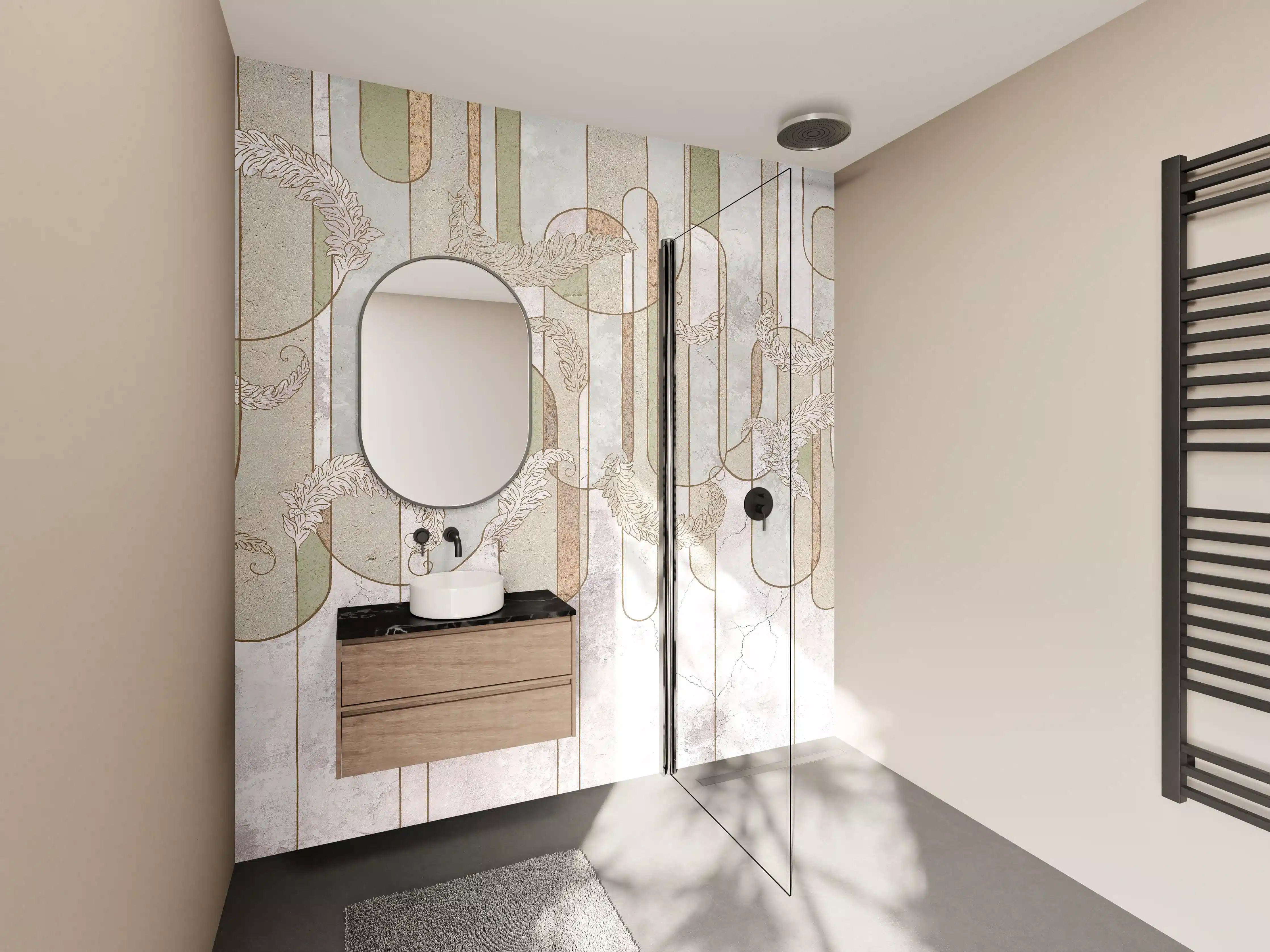 Wandverkleidung Bad - Blumiges Loft Design