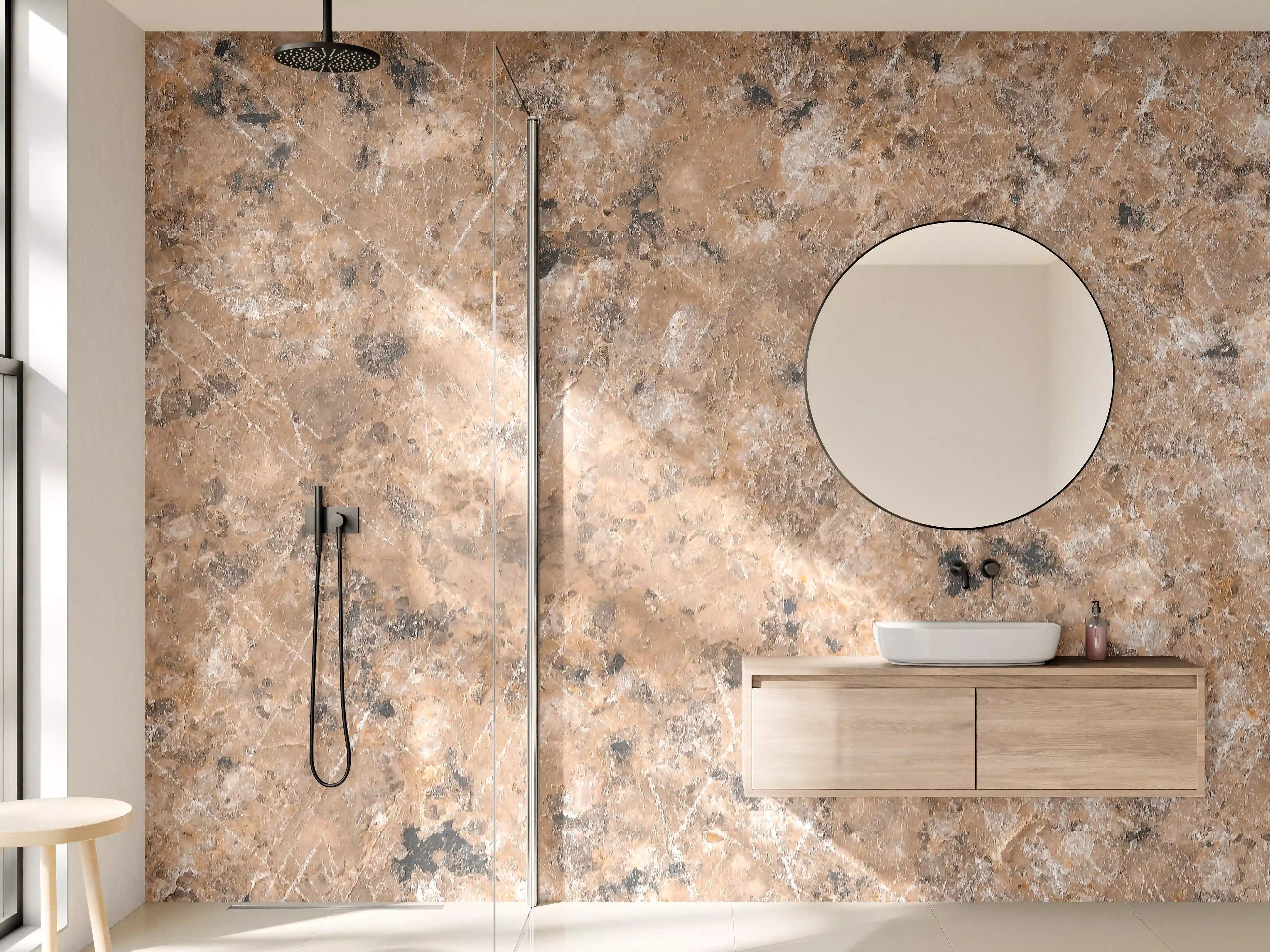 Wandverkleidung Bad - Bodenbelag mit natürlicher Marmor-Optik