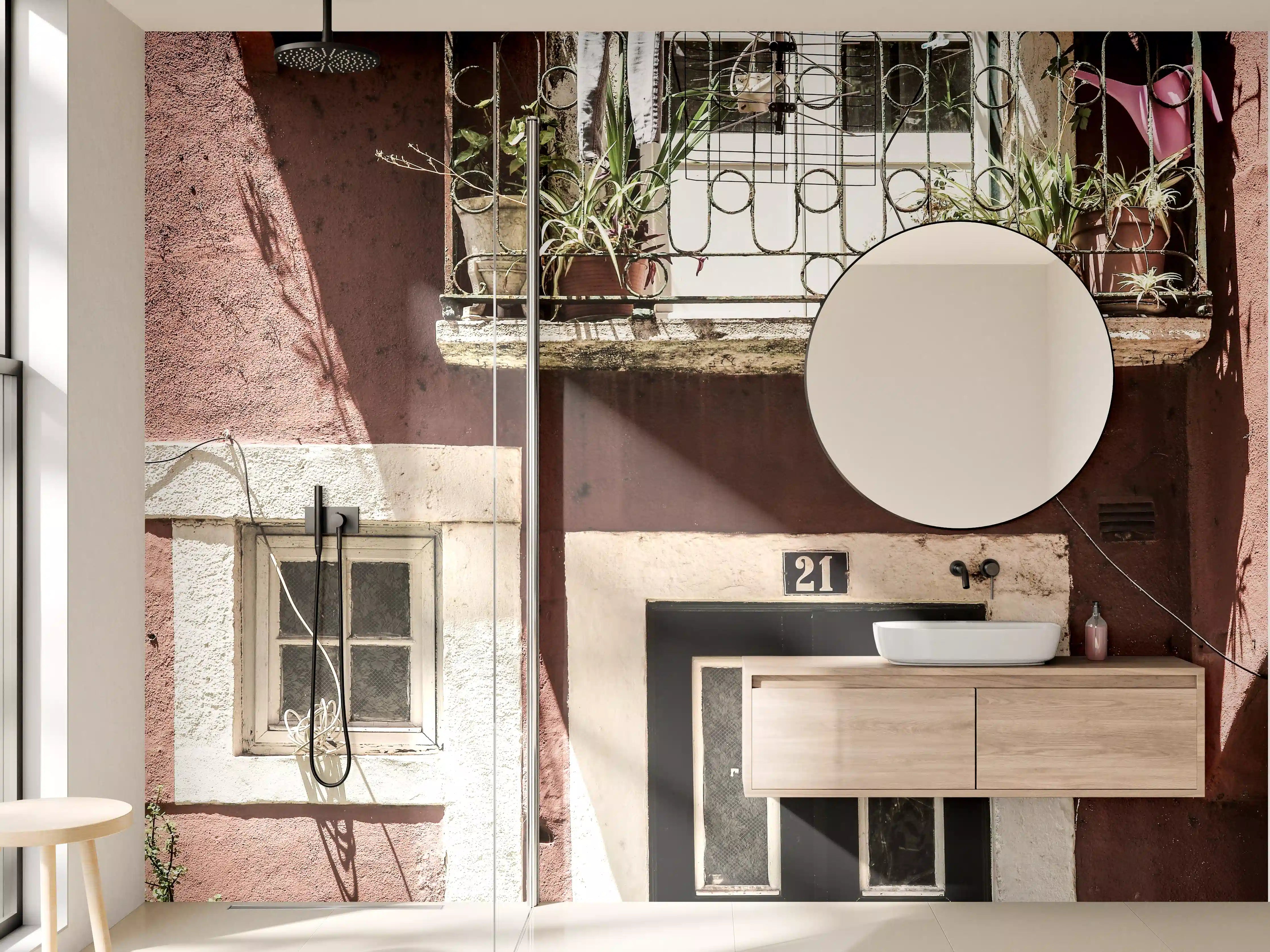 Wandverkleidung Bad - Boho-Stil Balkonpflanzen Hausnr. 21