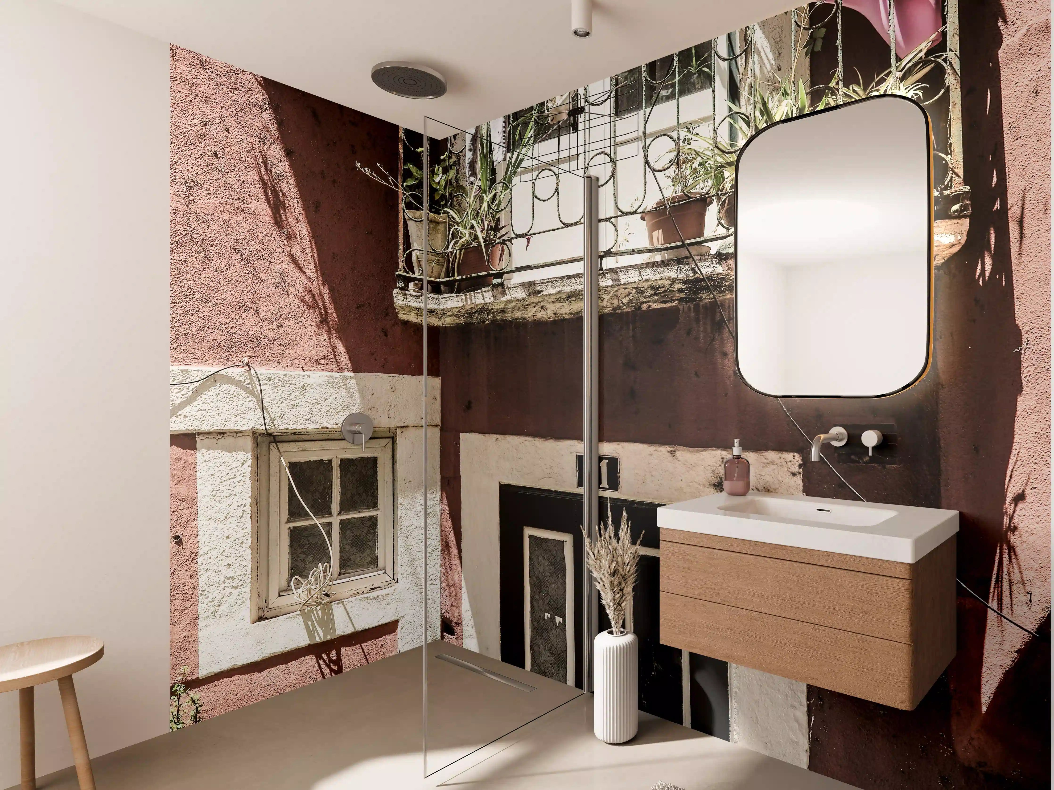 Wandverkleidung Bad - Boho-Stil Balkonpflanzen Hausnr. 21