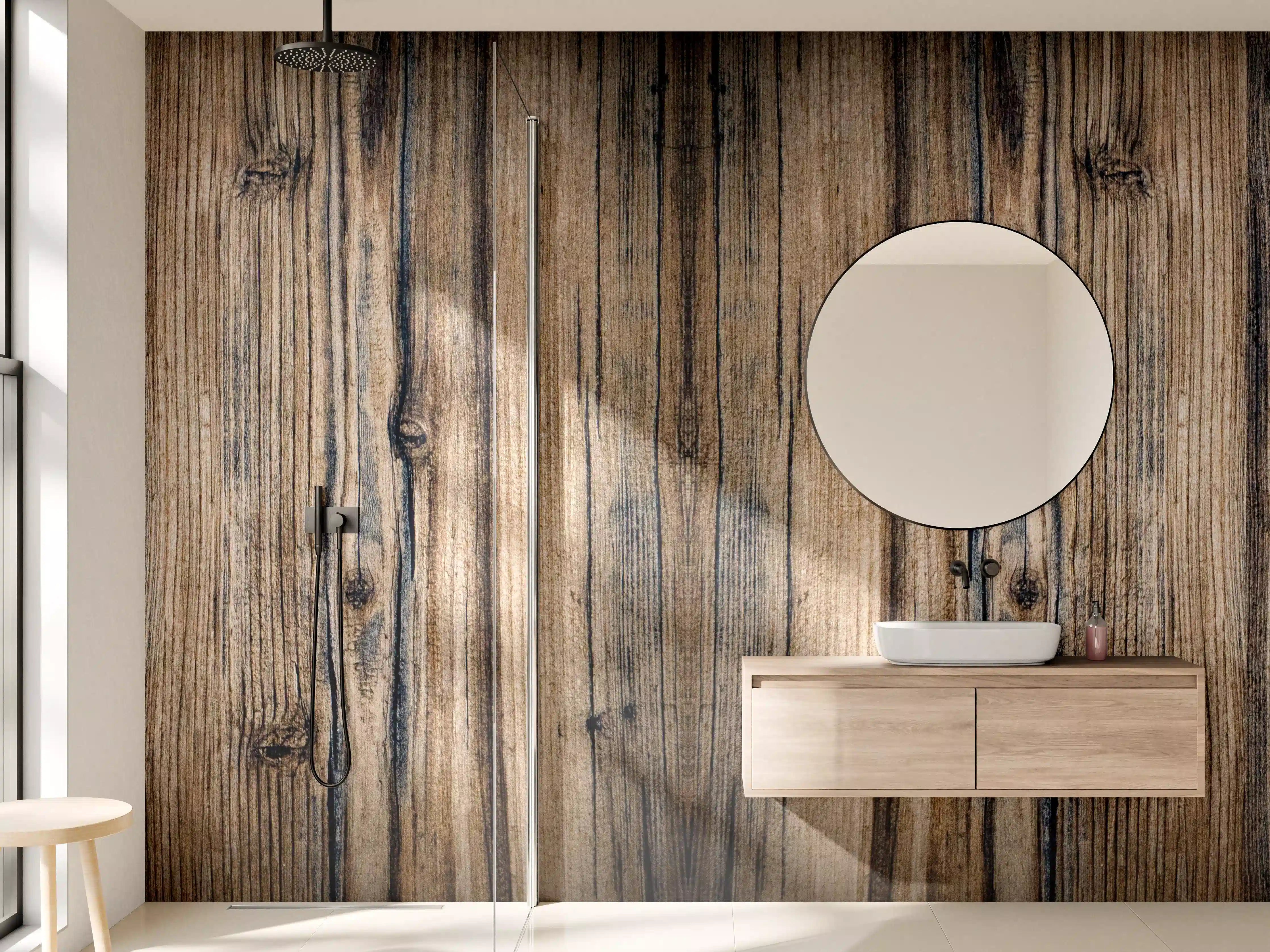 Wandverkleidung Bad - Bräunlicher Holz Hintergrund