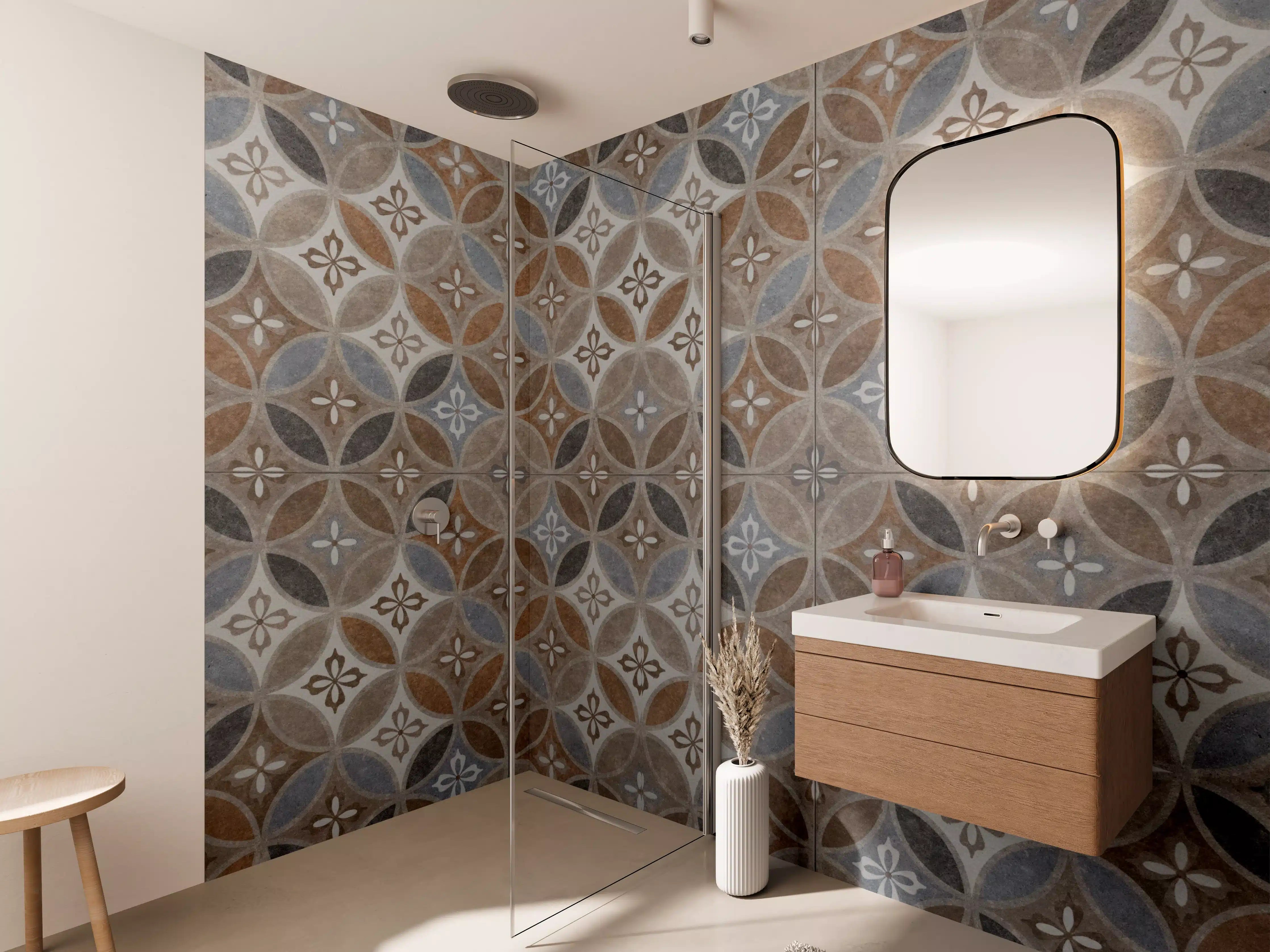 Wandverkleidung Bad - Braun-Beiges Vintage Mosaik