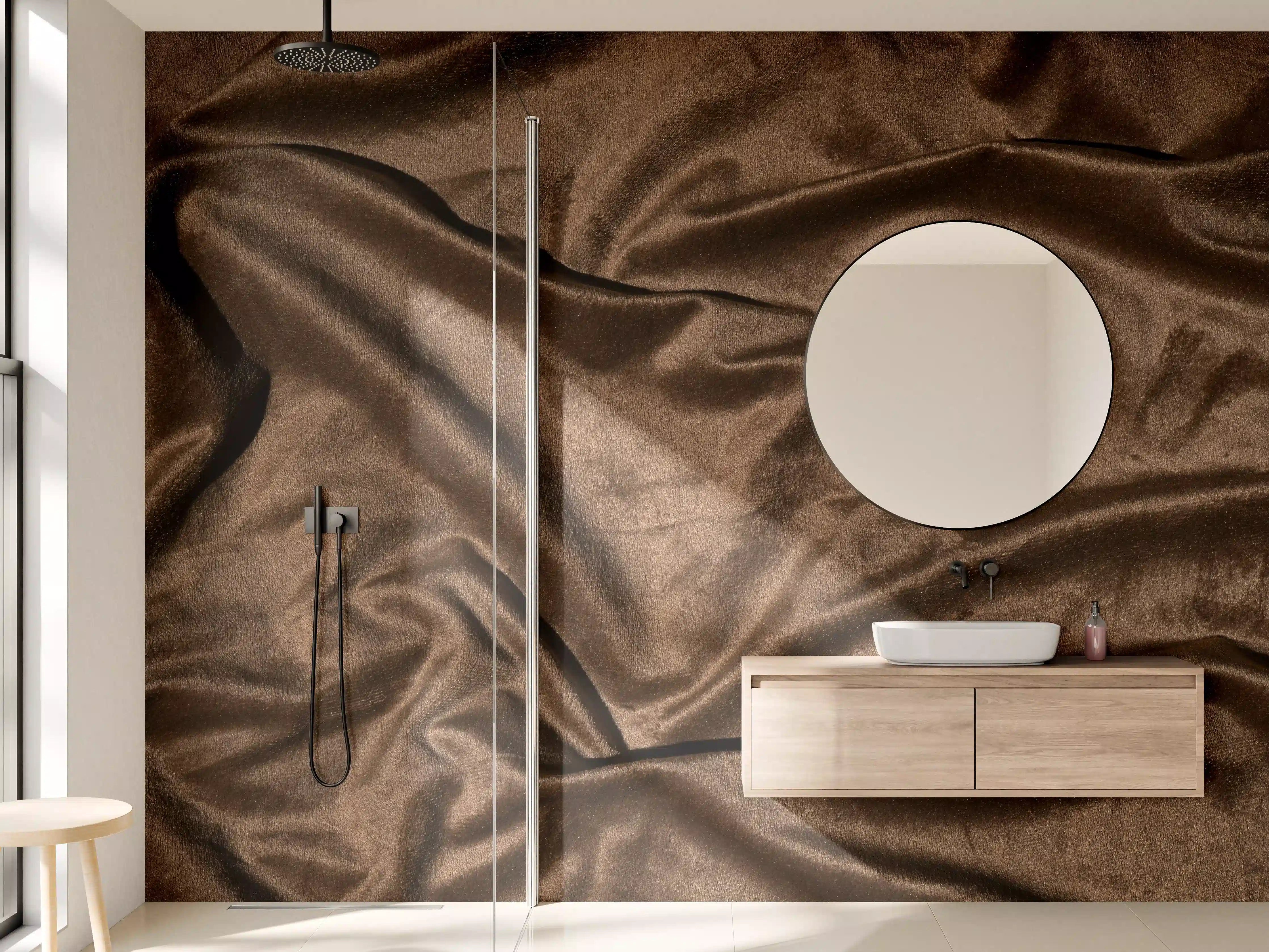 Wandverkleidung Bad - Braune Satin Seide