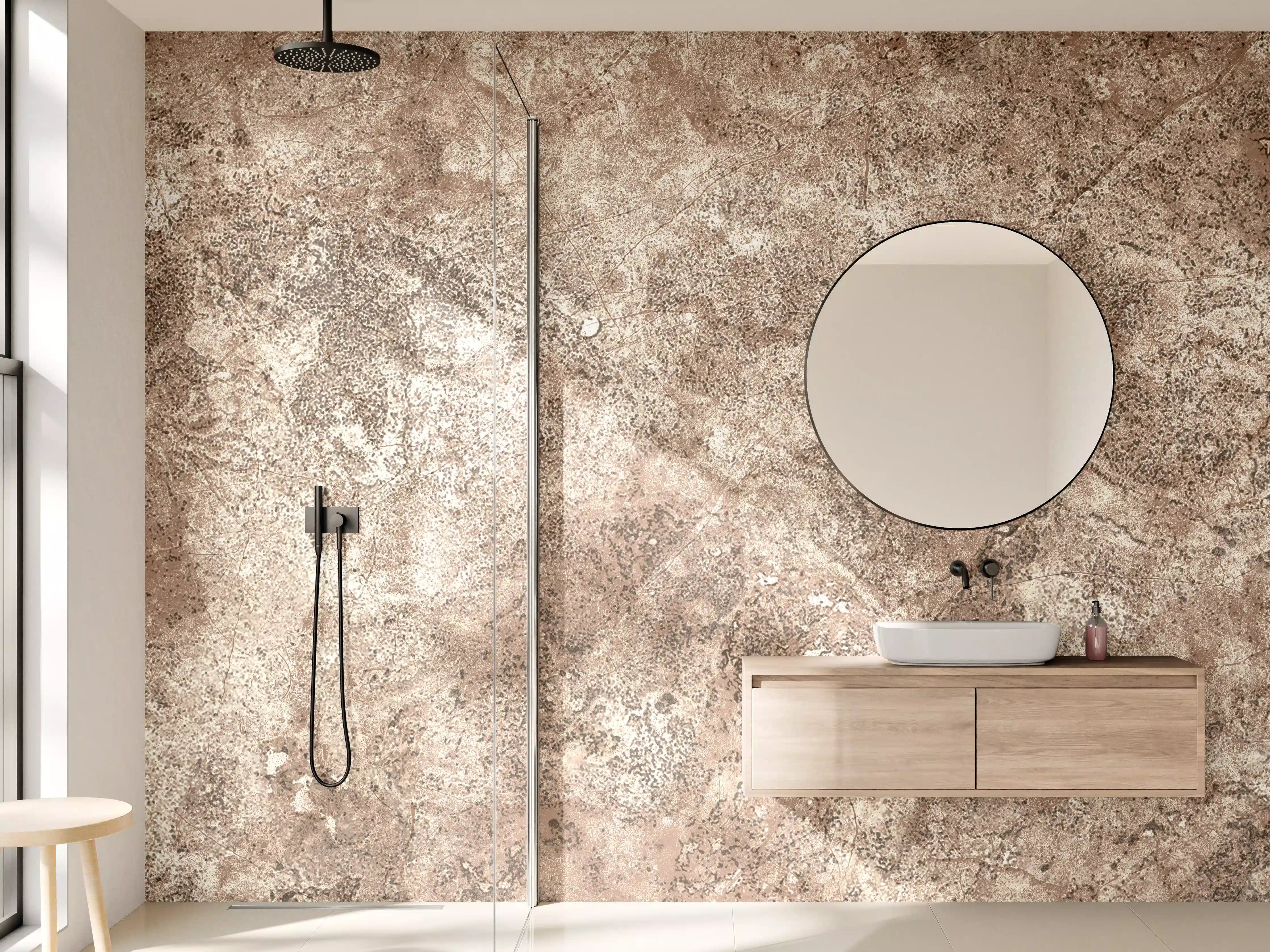 Wandverkleidung Bad - Brauner alter Sandstein 2