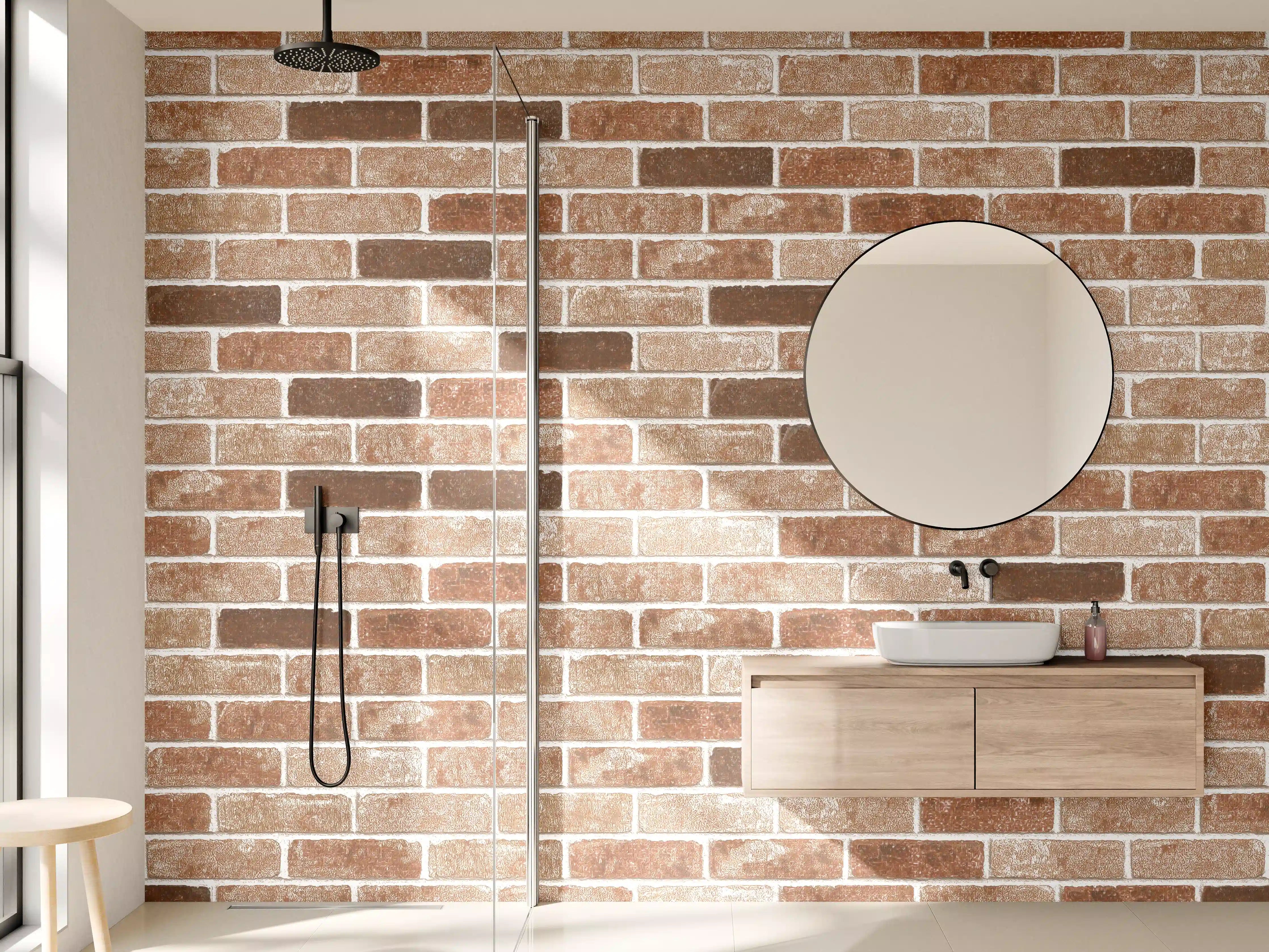 Wandverkleidung Bad - Bricked Wall with Rustic Charm