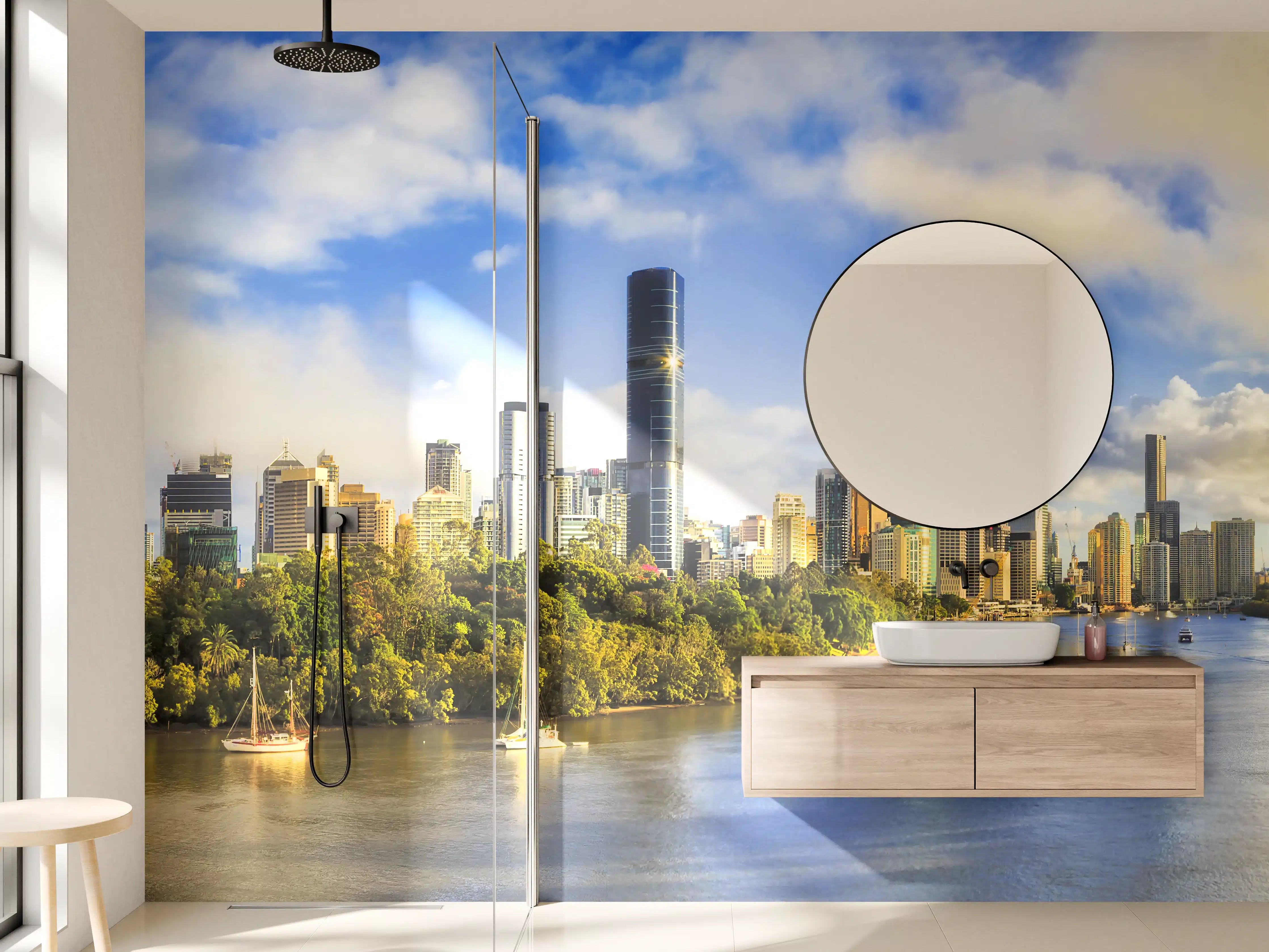 Wandverkleidung Bad - Brisbane Skyline mit Fluss