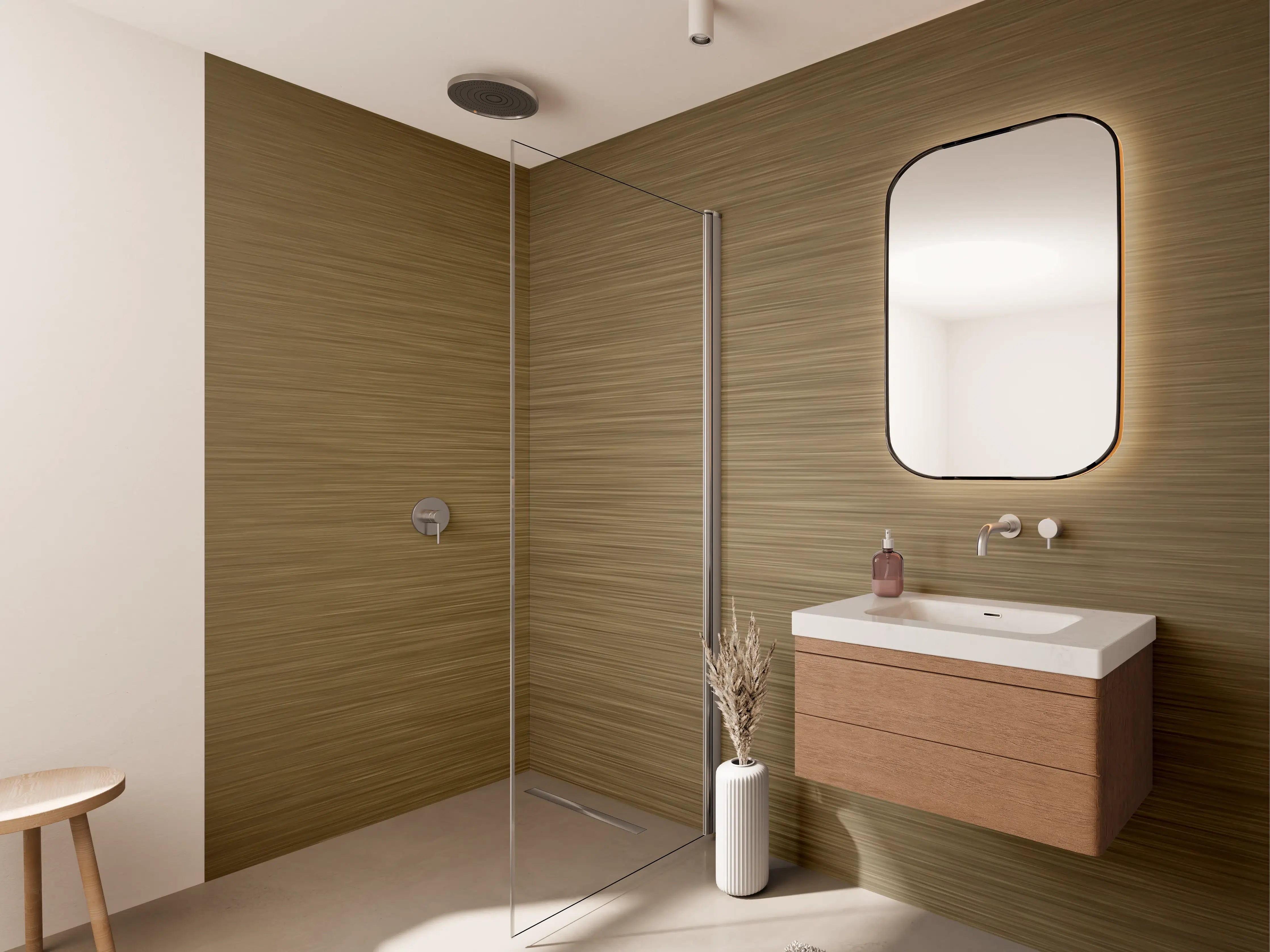 Wandverkleidung Bad - Bronze - ALU Prime - Metall Gebürstet