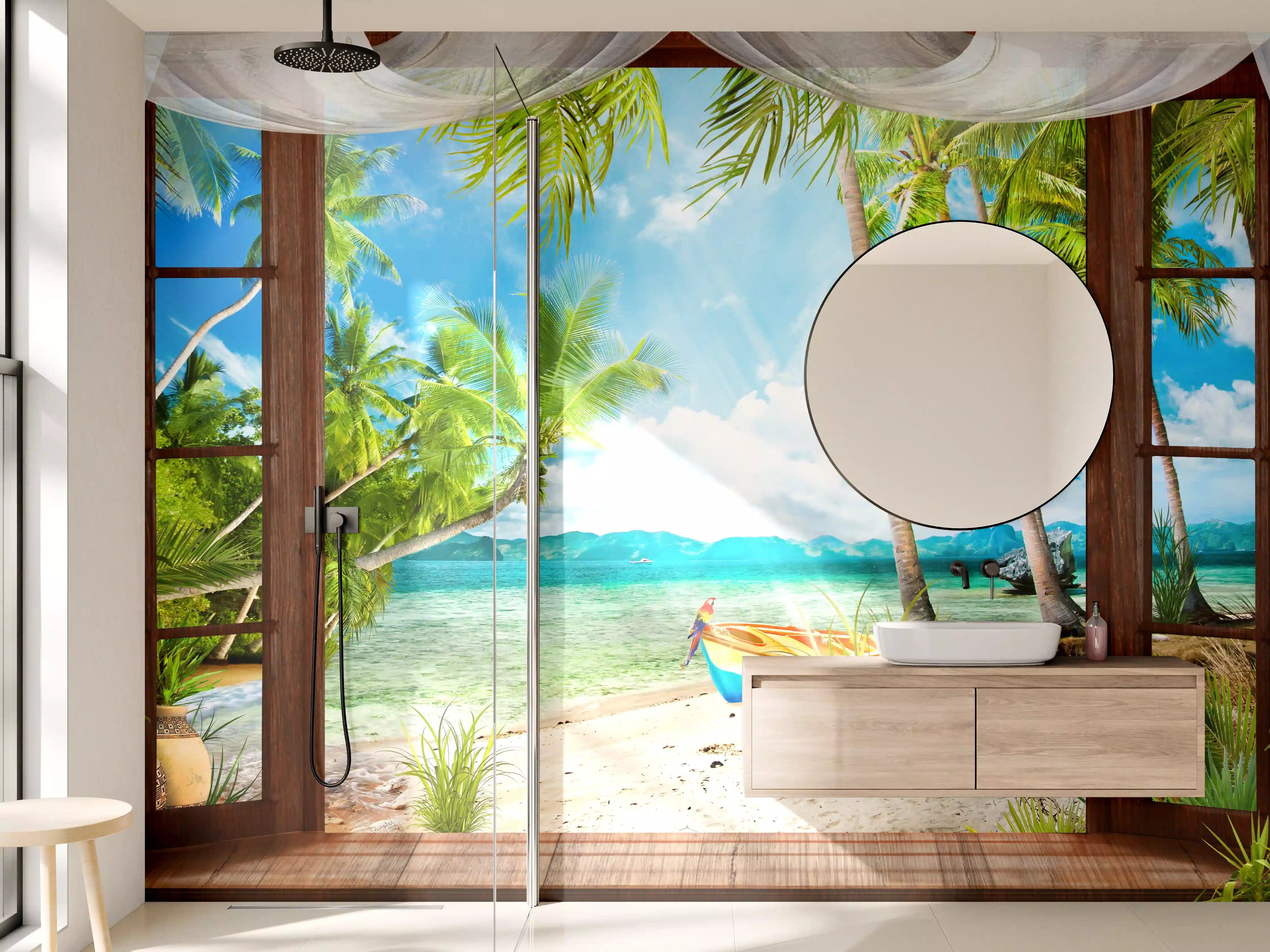 Wandverkleidung Bad - Bungalow mit Blick aufs Meer
