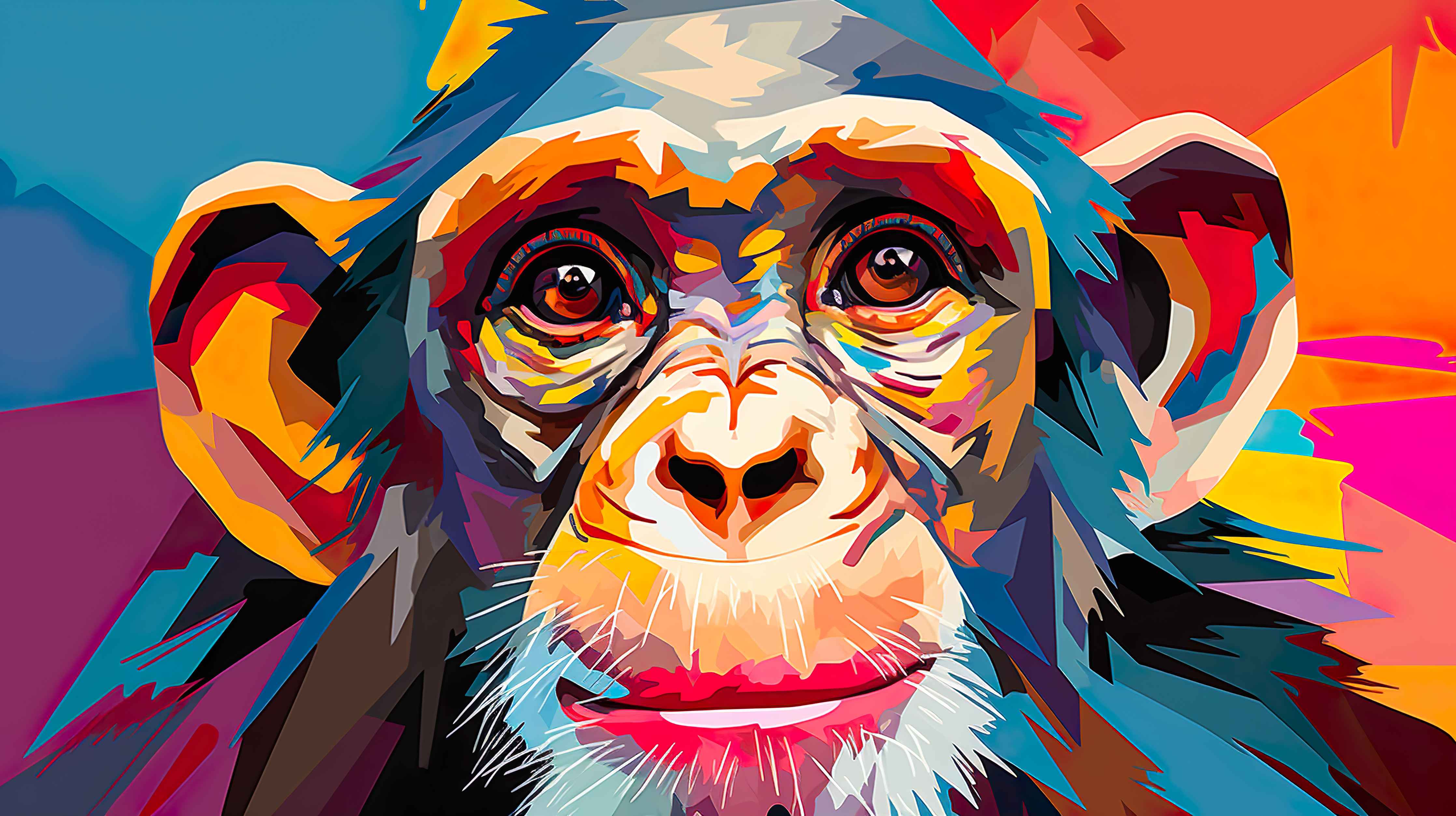 Wandverkleidung Bad-Bunte Affenporträt-Kunst