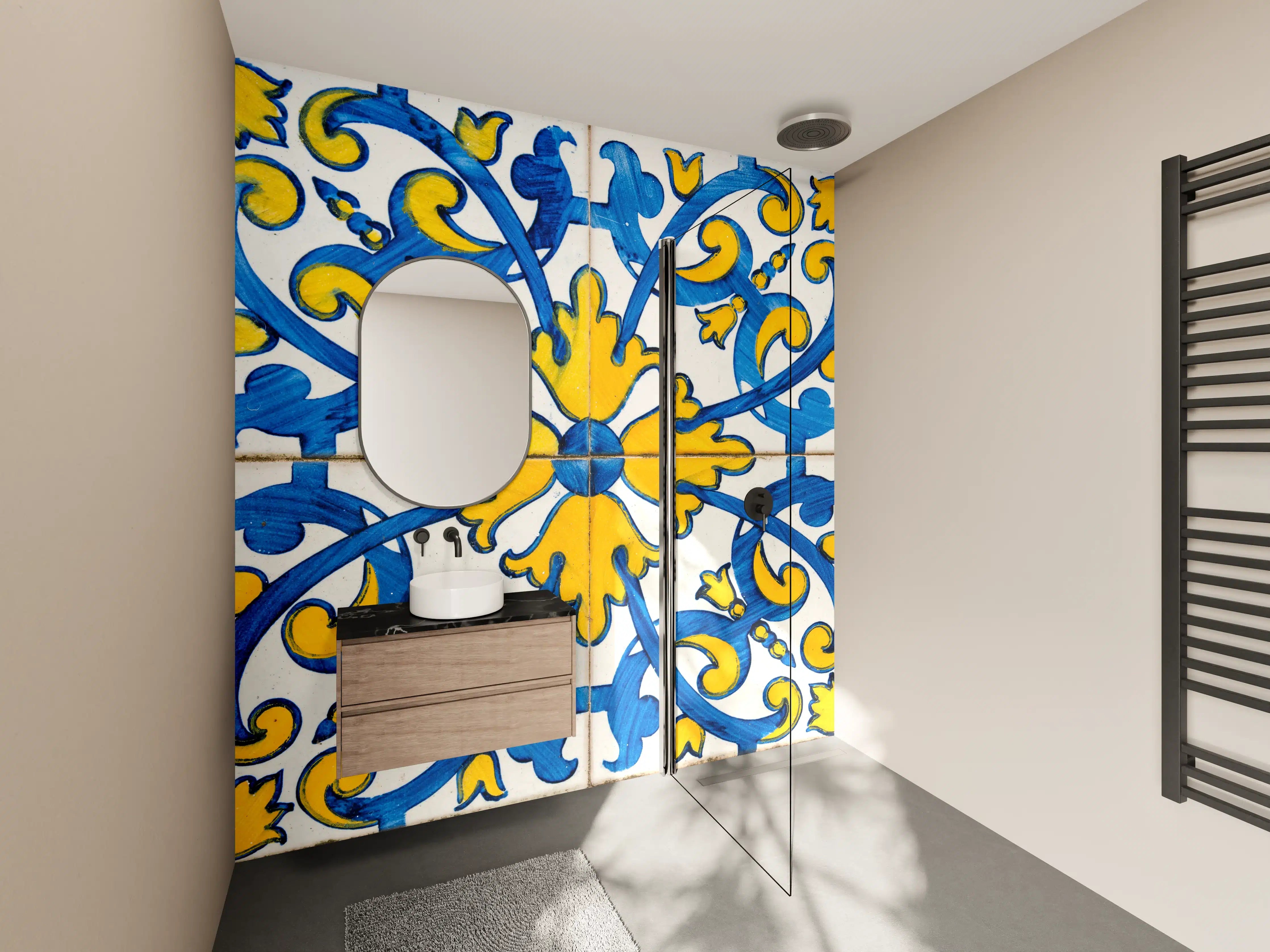 Wandverkleidung Bad - Bunte Fliesen mit traditionellem Muster