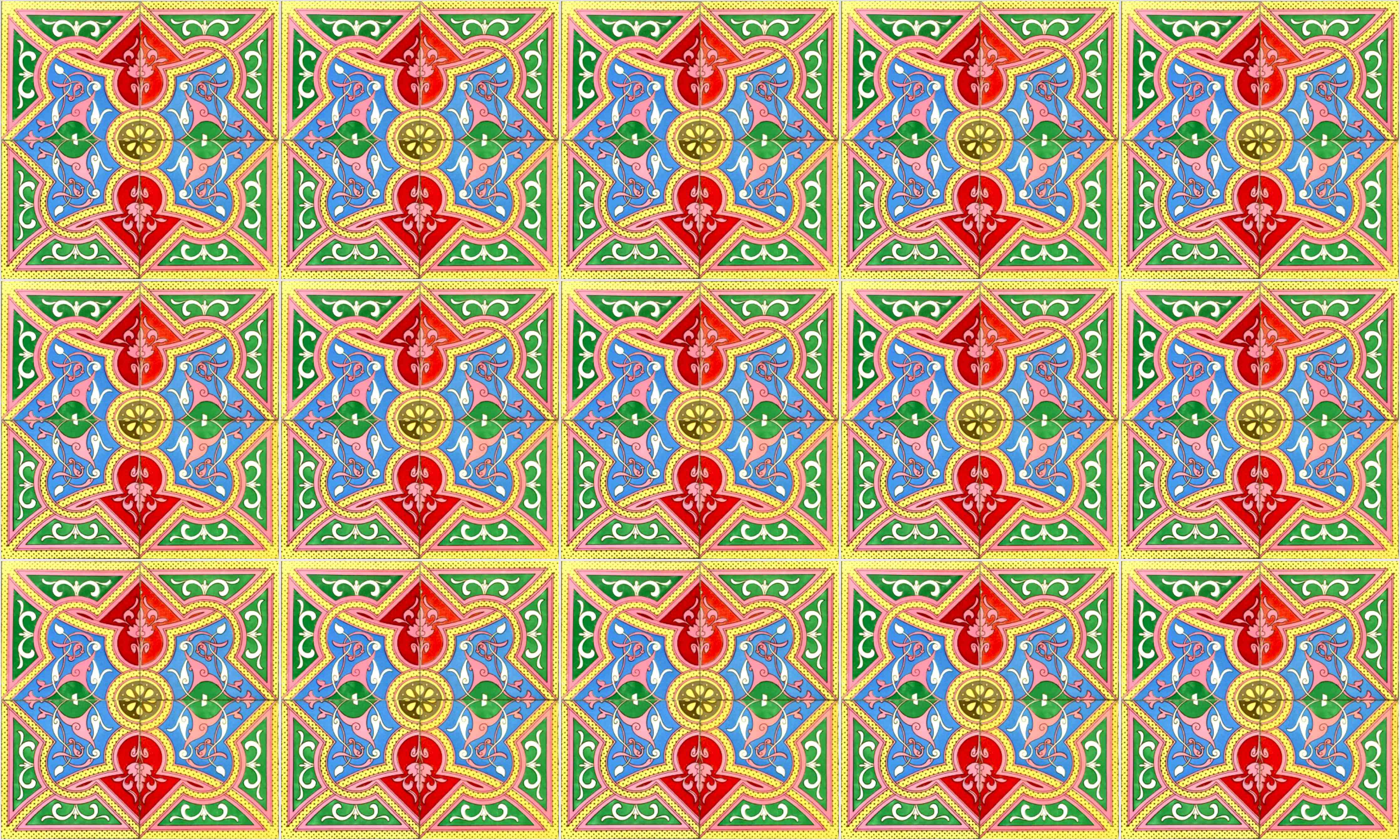 Wandverkleidung Bad-Bunte Fliesenmuster in traditionellem Stil