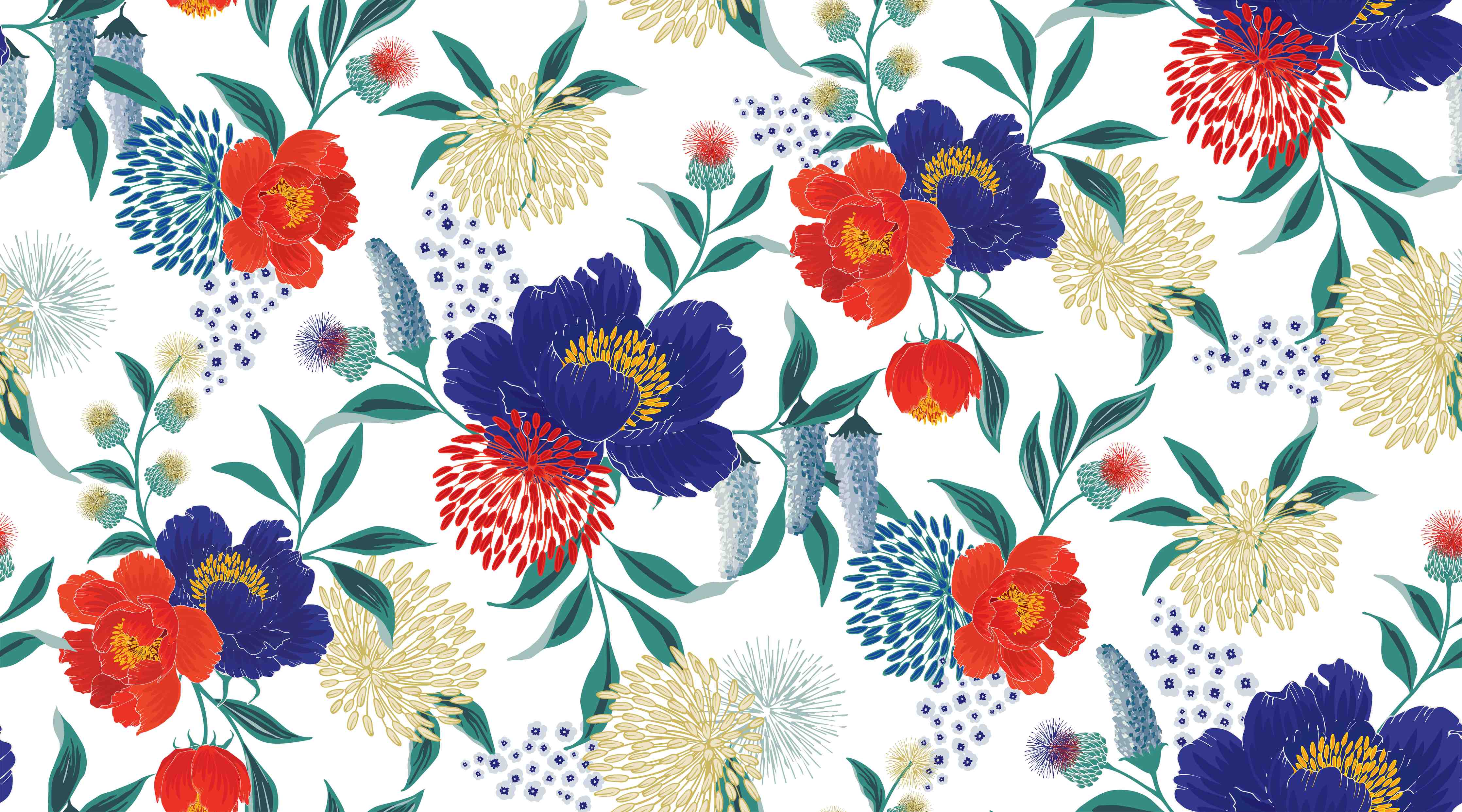 Wandverkleidung Bad-Bunte Florale Muster Tapete