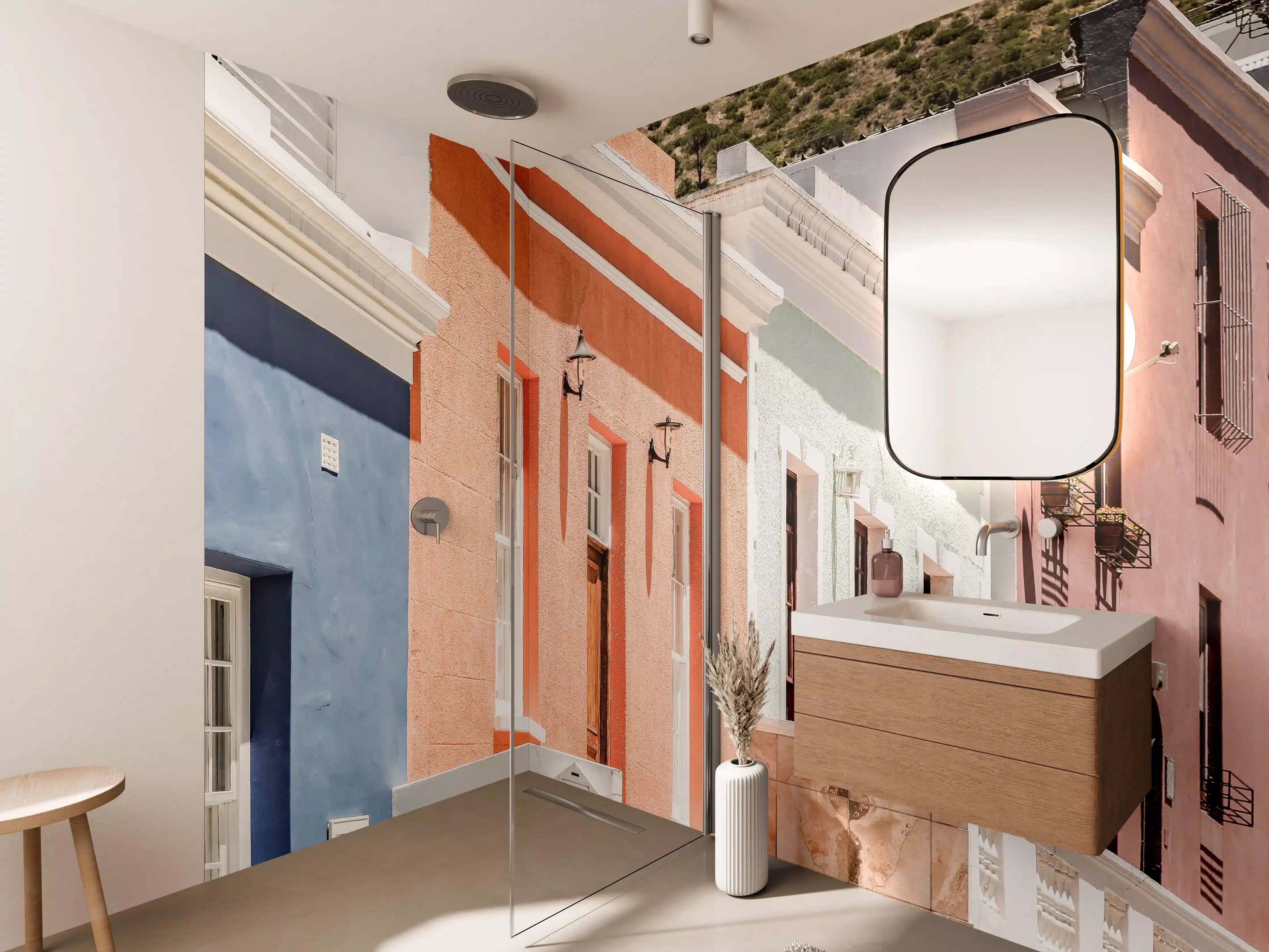 Wandverkleidung Bad - Bunte Gebäude - Architektur 