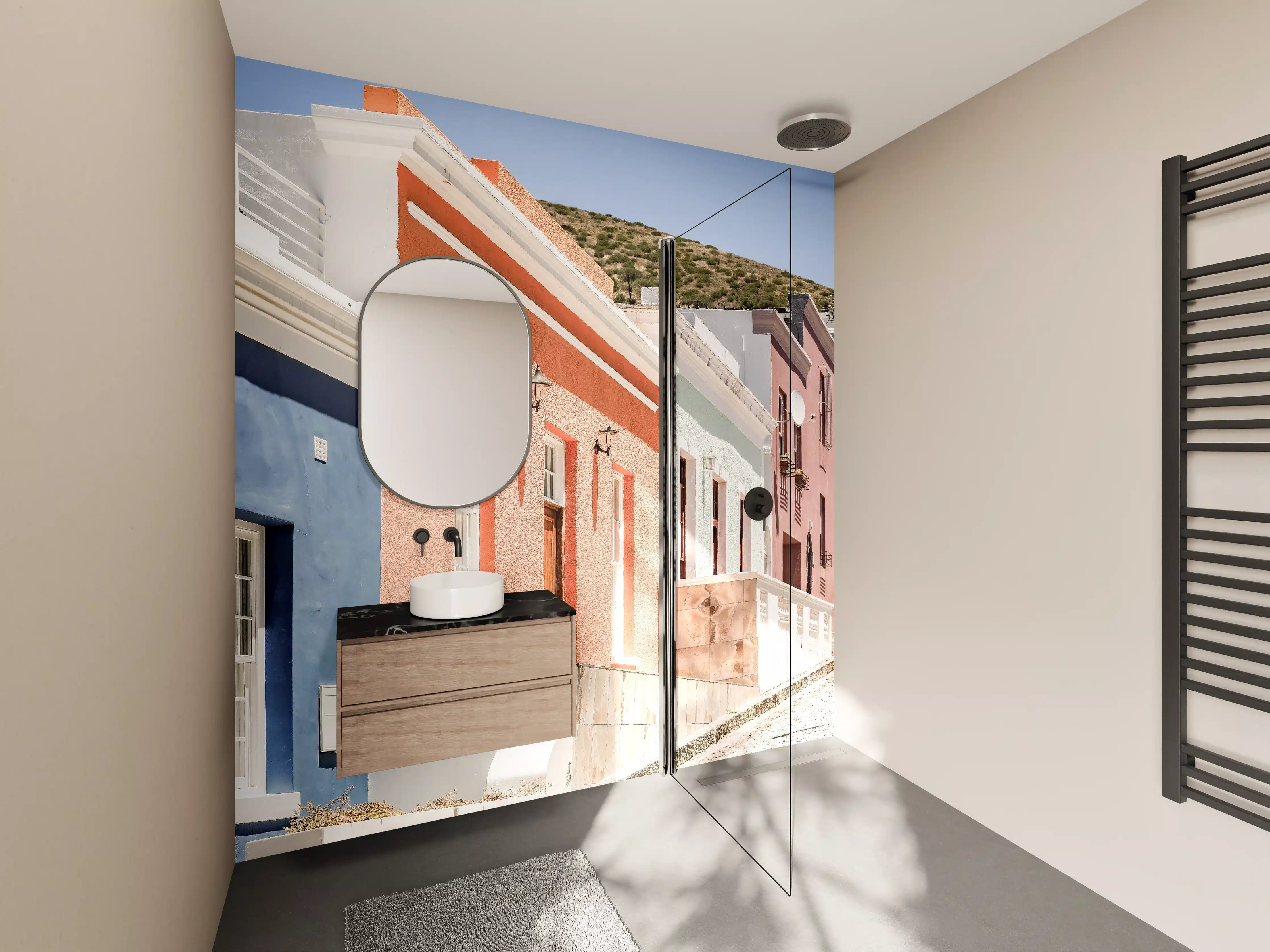 Wandverkleidung Bad - Bunte Gebäude - Architektur 