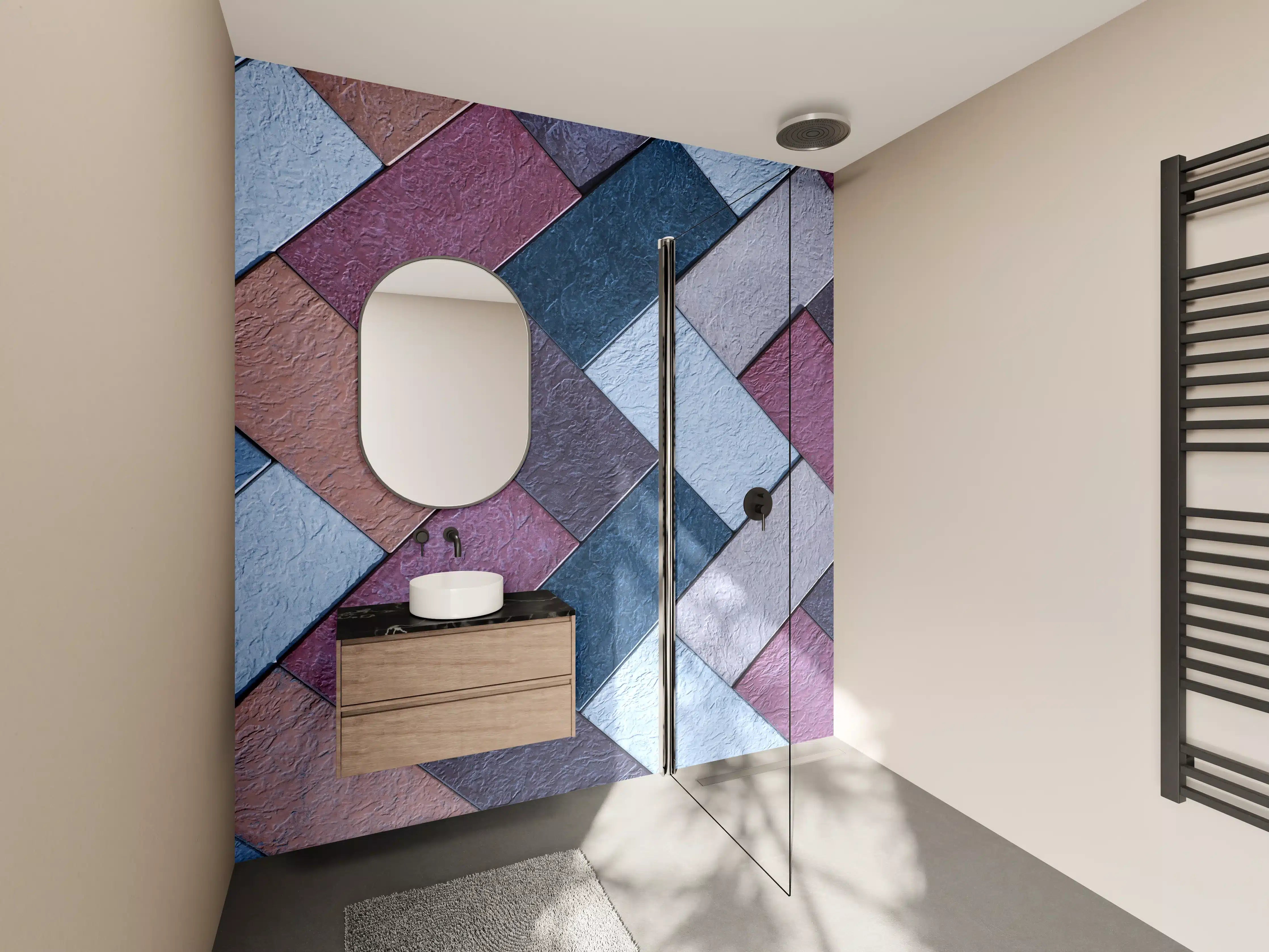 Wandverkleidung Bad - Bunte Leder Textur Maserung